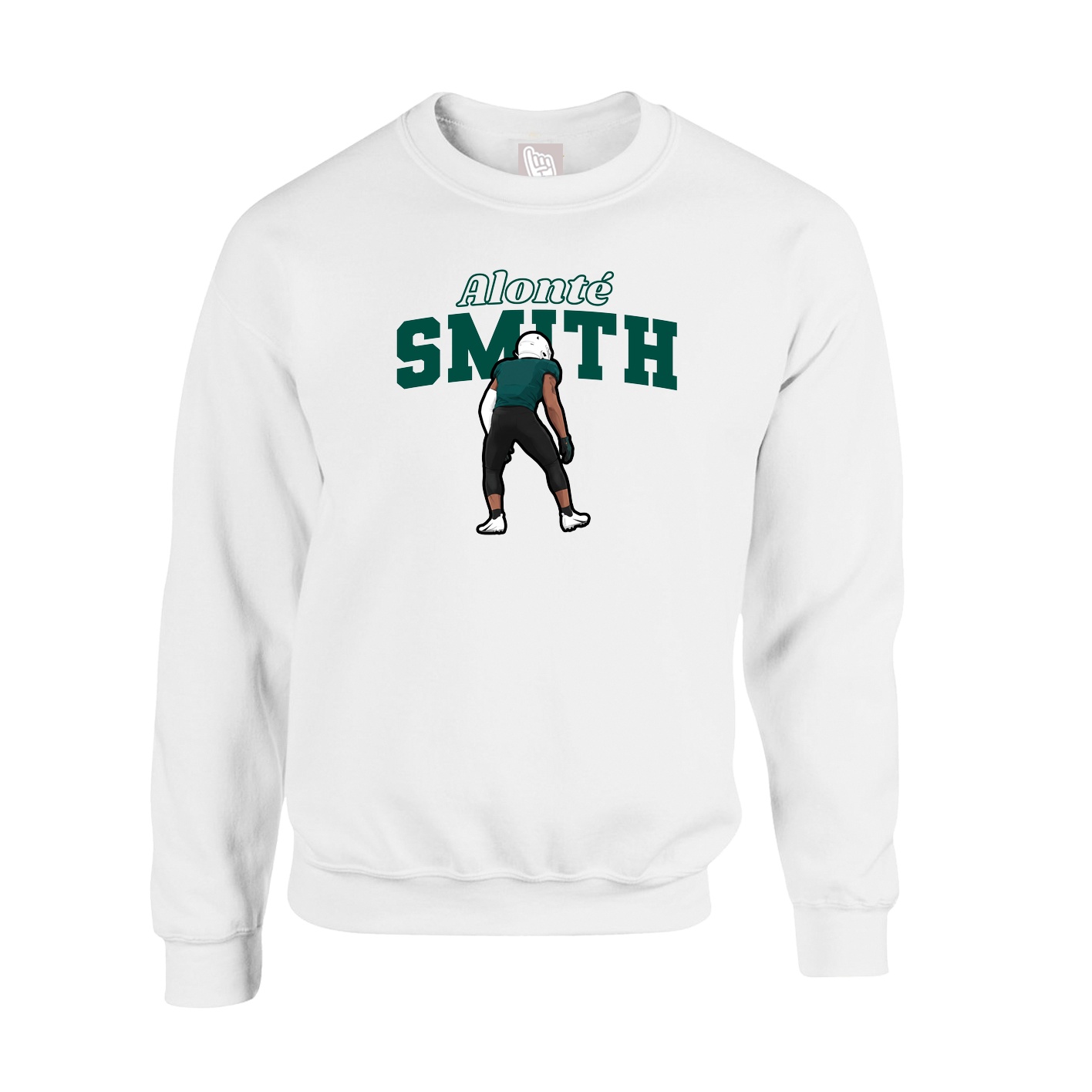 Fleece Crew — Name Arch in White