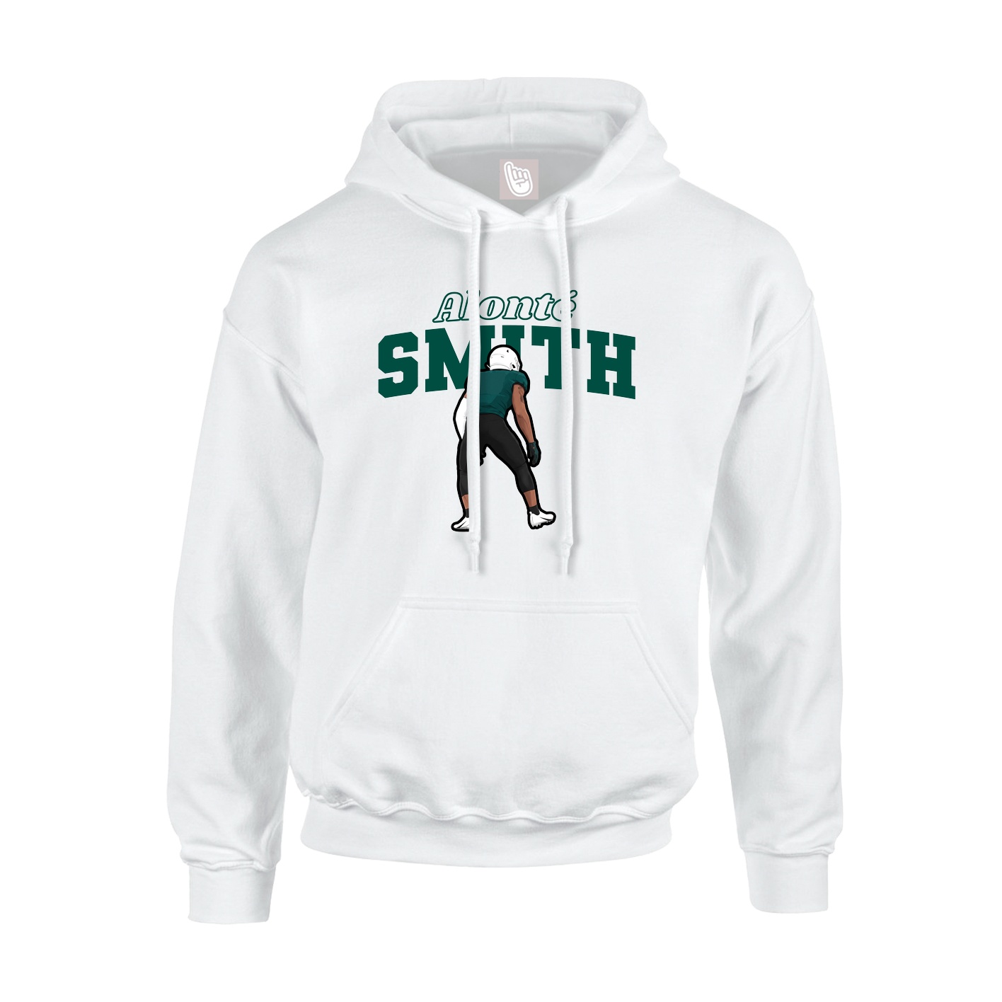Youth Hoodie — Name Arch in White