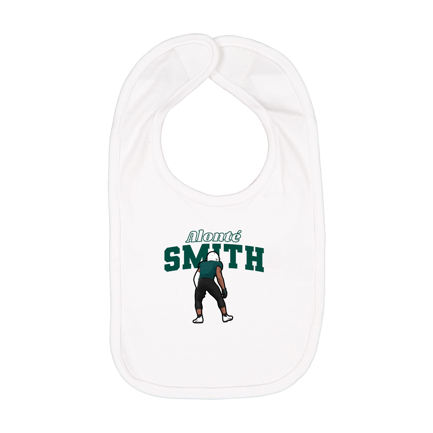 Infant Bib — Name Arch in White