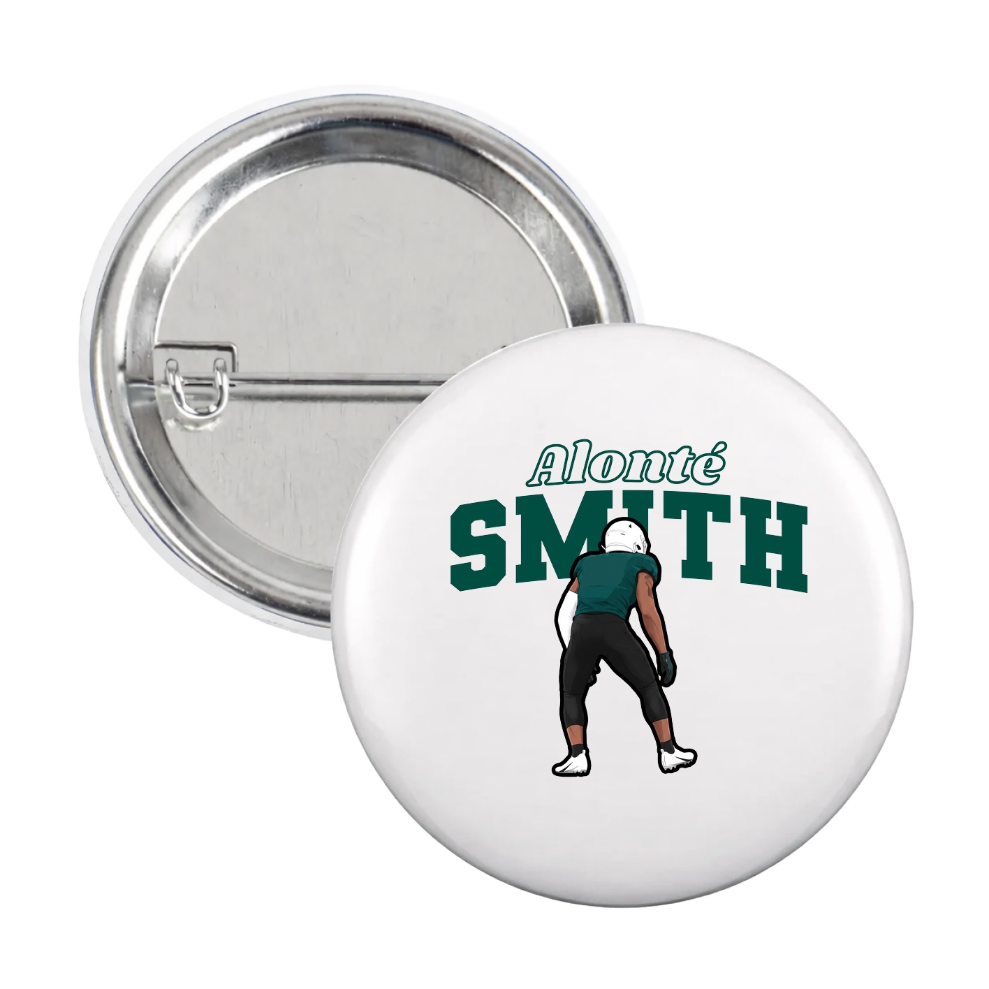 Game Day Button — Name Arch in White