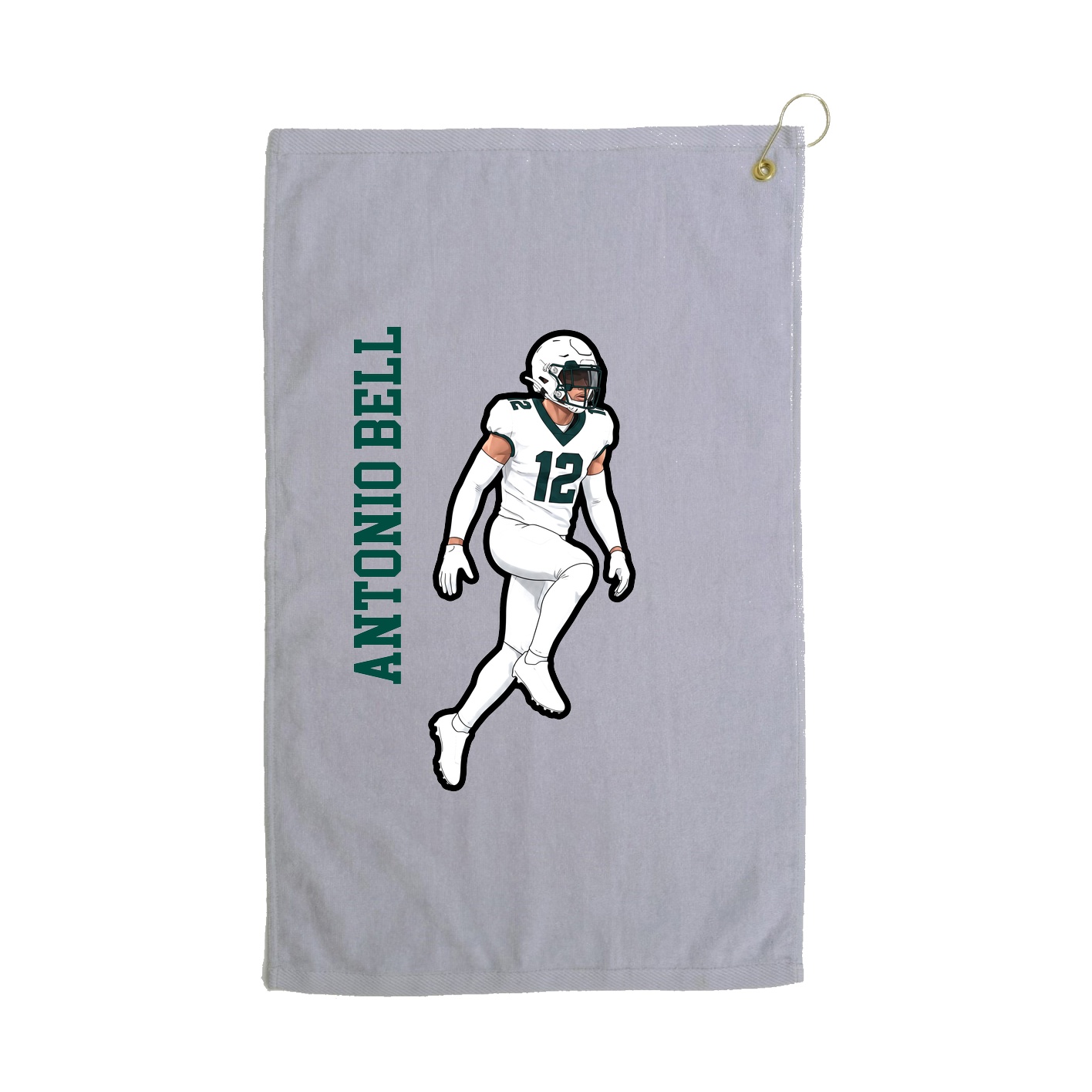 Golf Towel — Name Vertical in Grey
