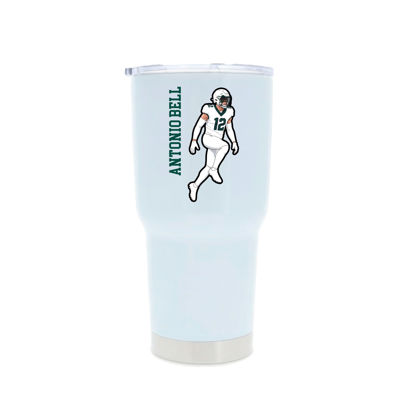 30oz Stainless Steel Tumbler — Name Vertical in White