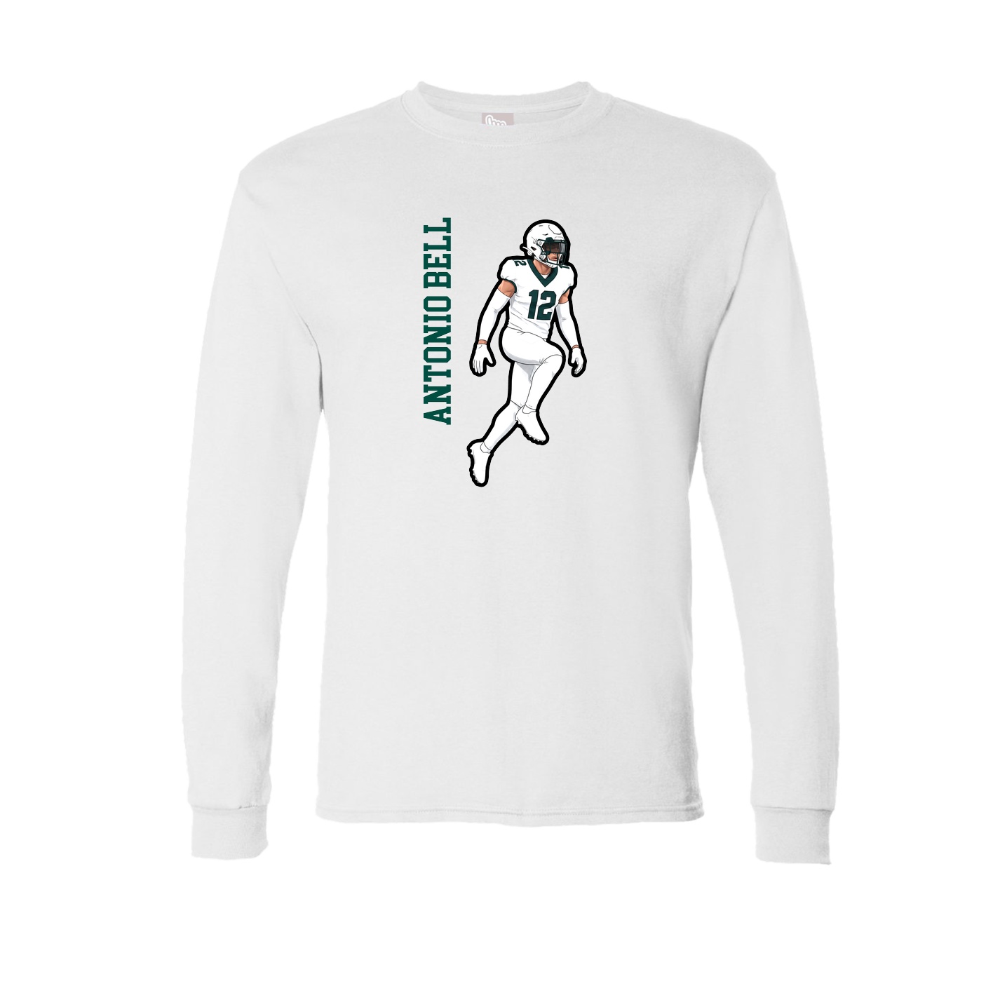 Long Sleeve Tee — Name Vertical in White