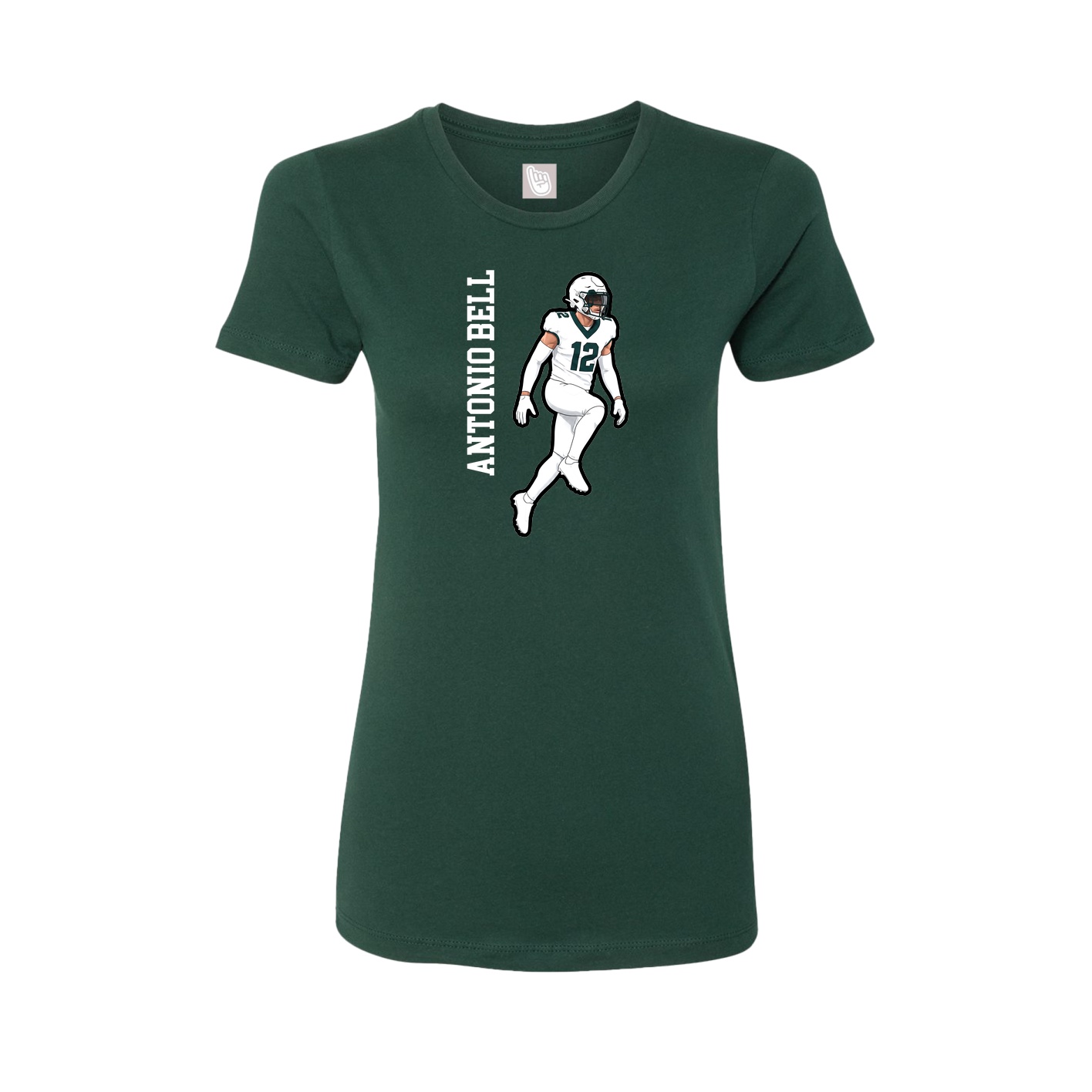 Womens Tee — Name Vertical in Green