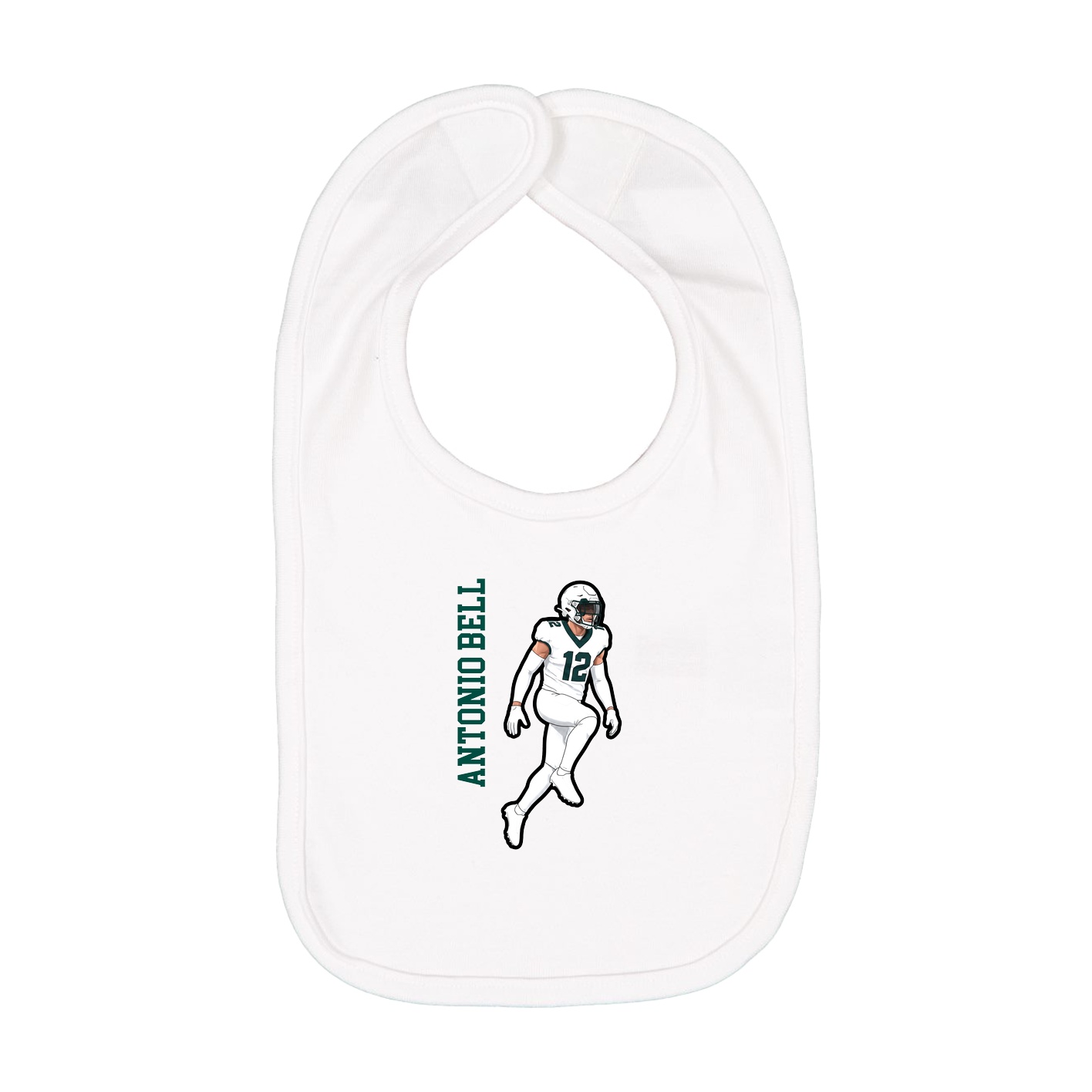 Infant Bib — Name Vertical in White