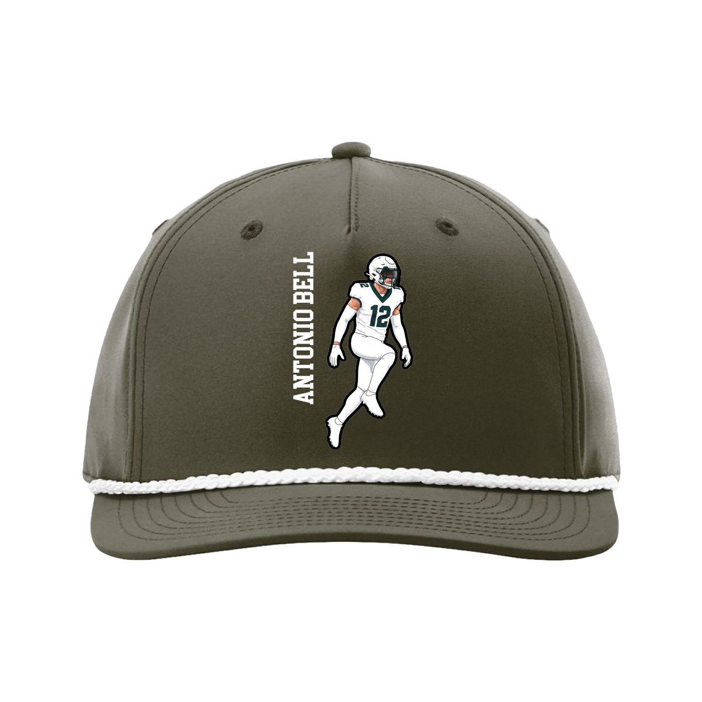 Five-Panel Classic Rope Cap — Name Vertical in Green