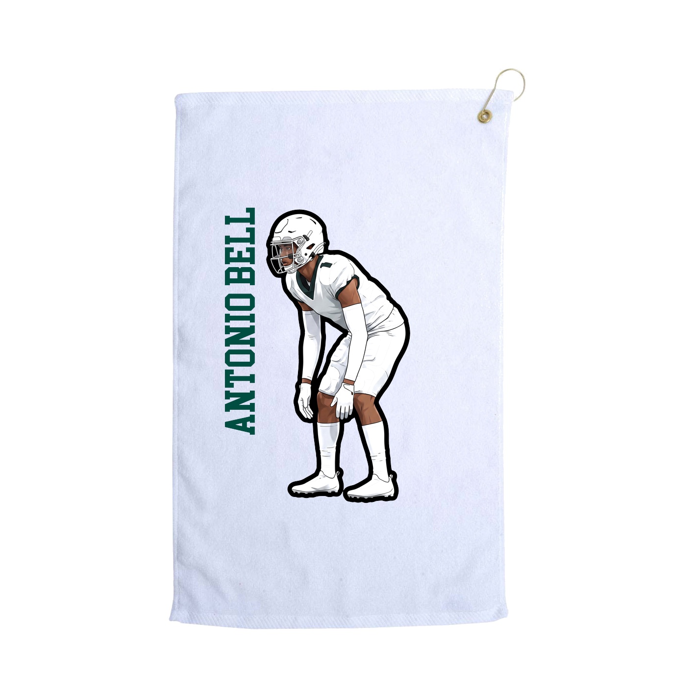 Golf Towel — Name Vertical in White