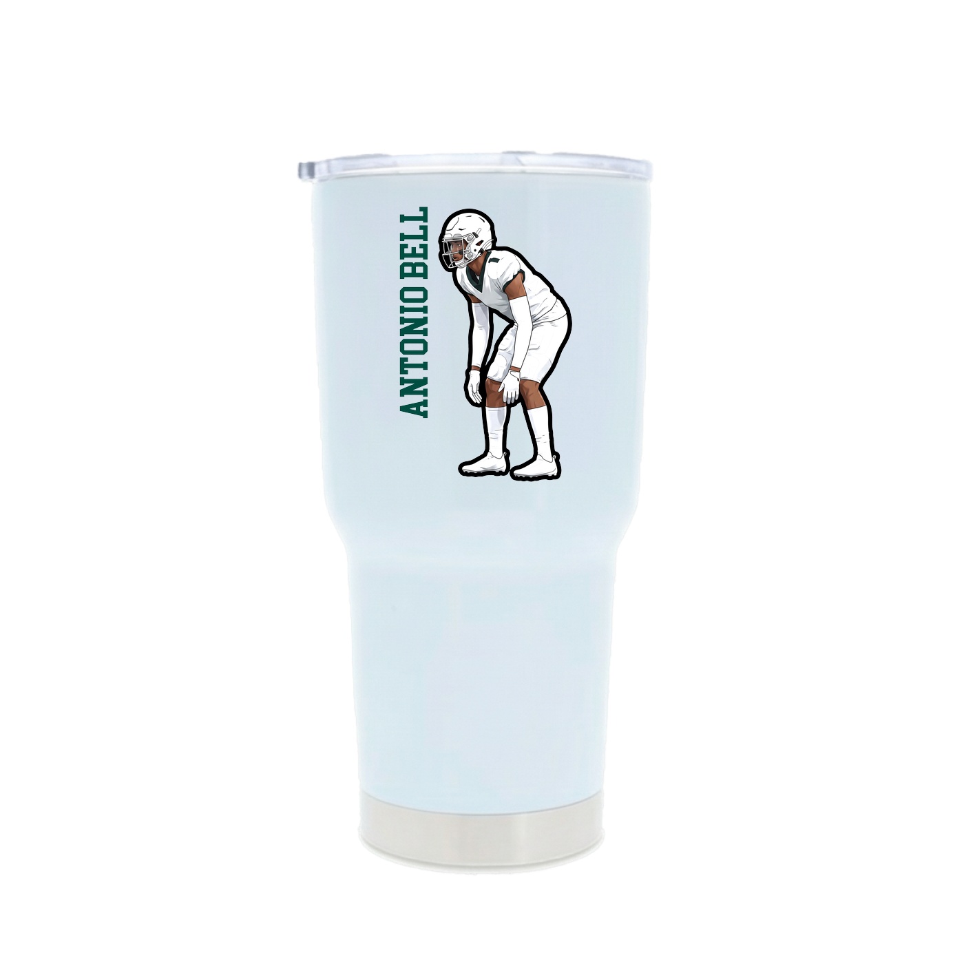 30oz Stainless Steel Tumbler — Name Vertical in White