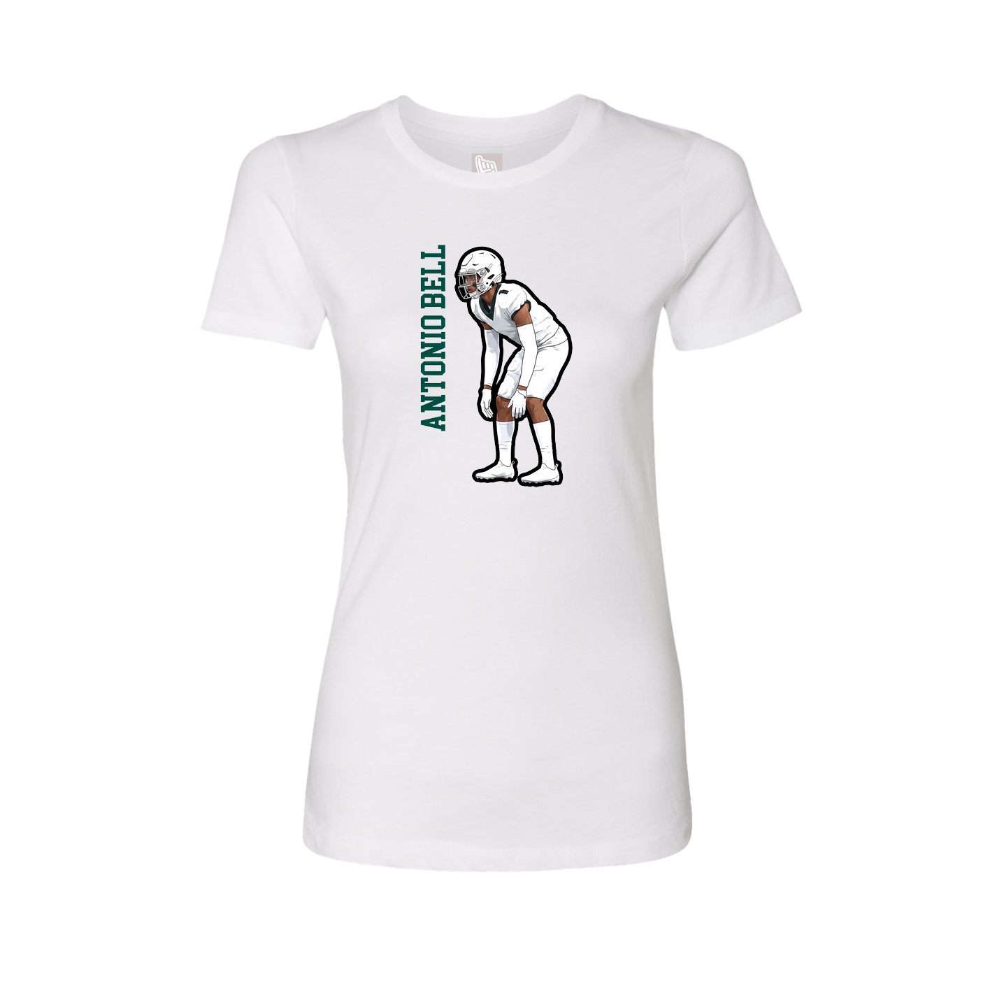 Womens Tee — Name Vertical in White
