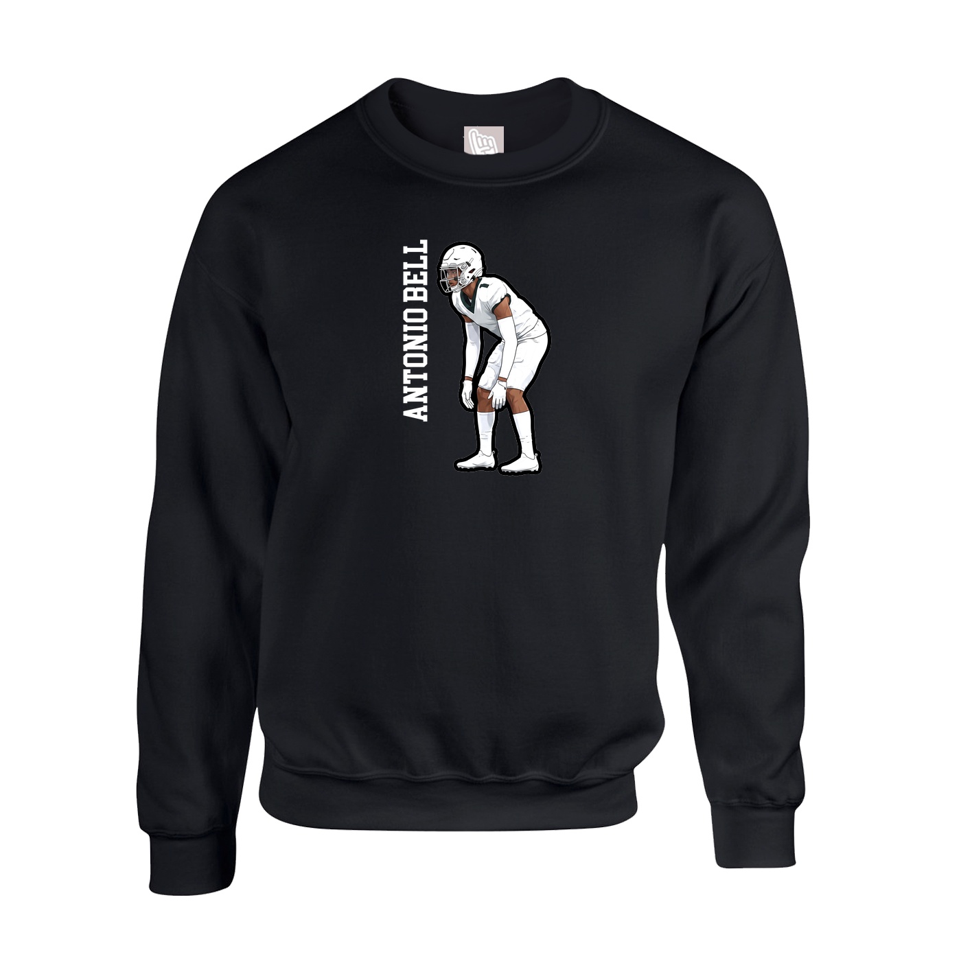 Fleece Crew — Name Vertical in Black