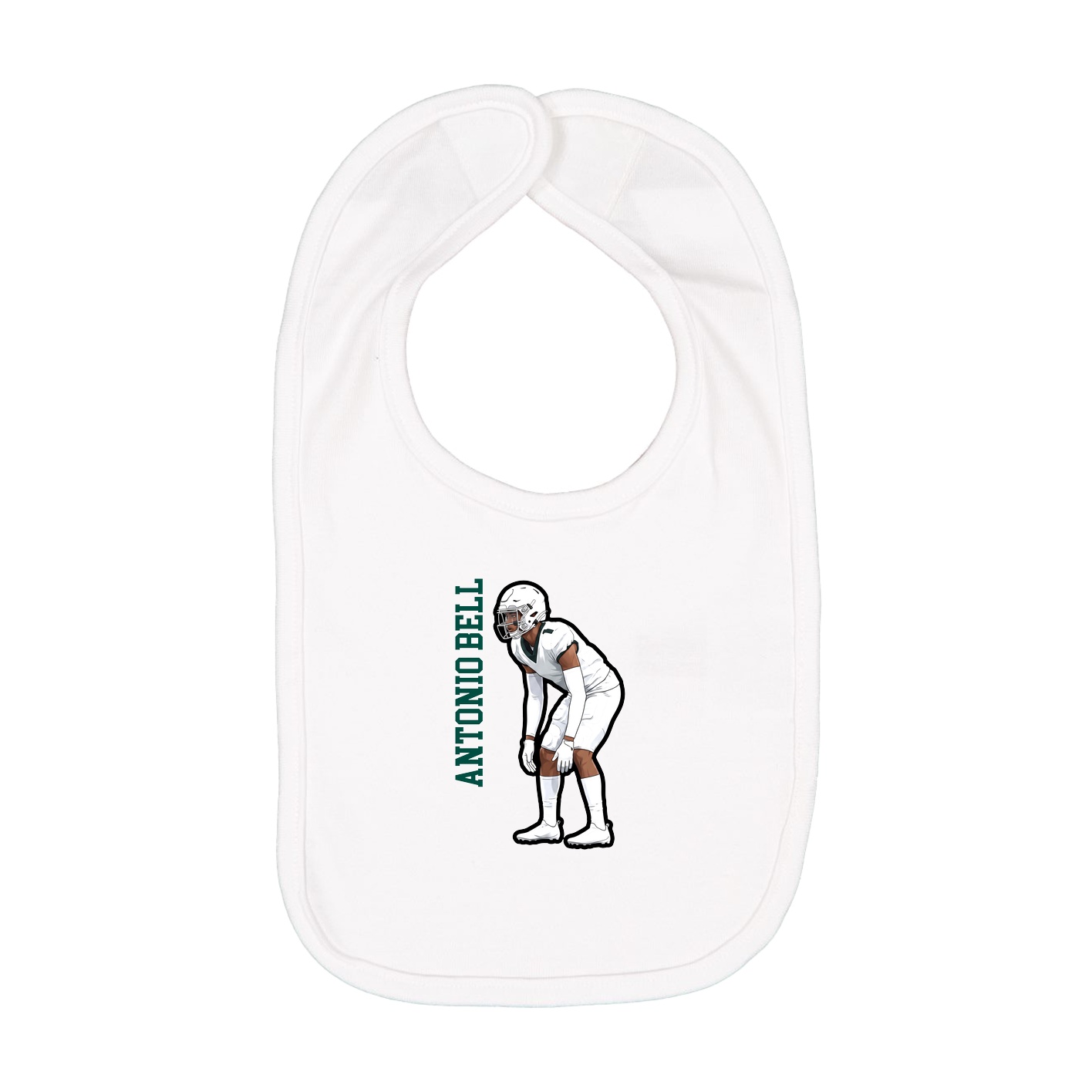 Infant Bib — Name Vertical in White