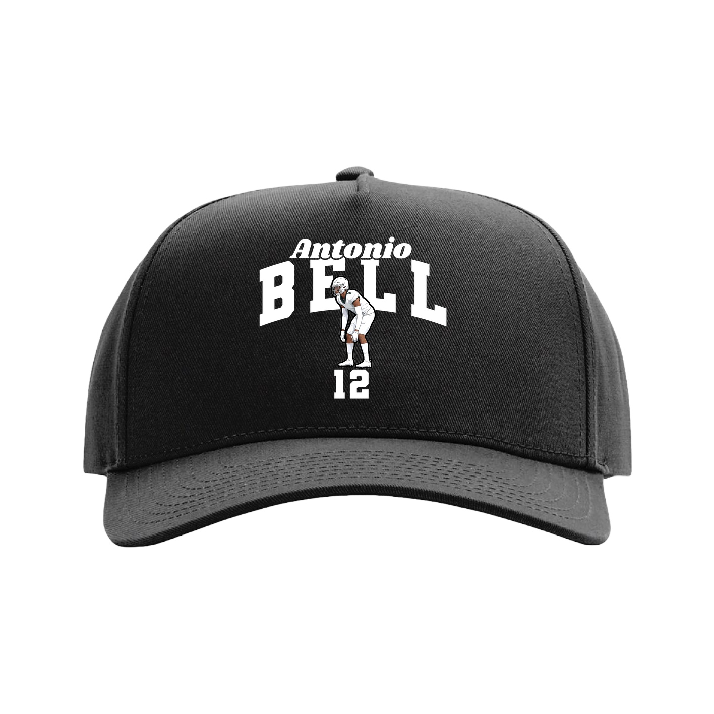 Full Fabric Five-Panel Champ Cap — Signature Arch in Black