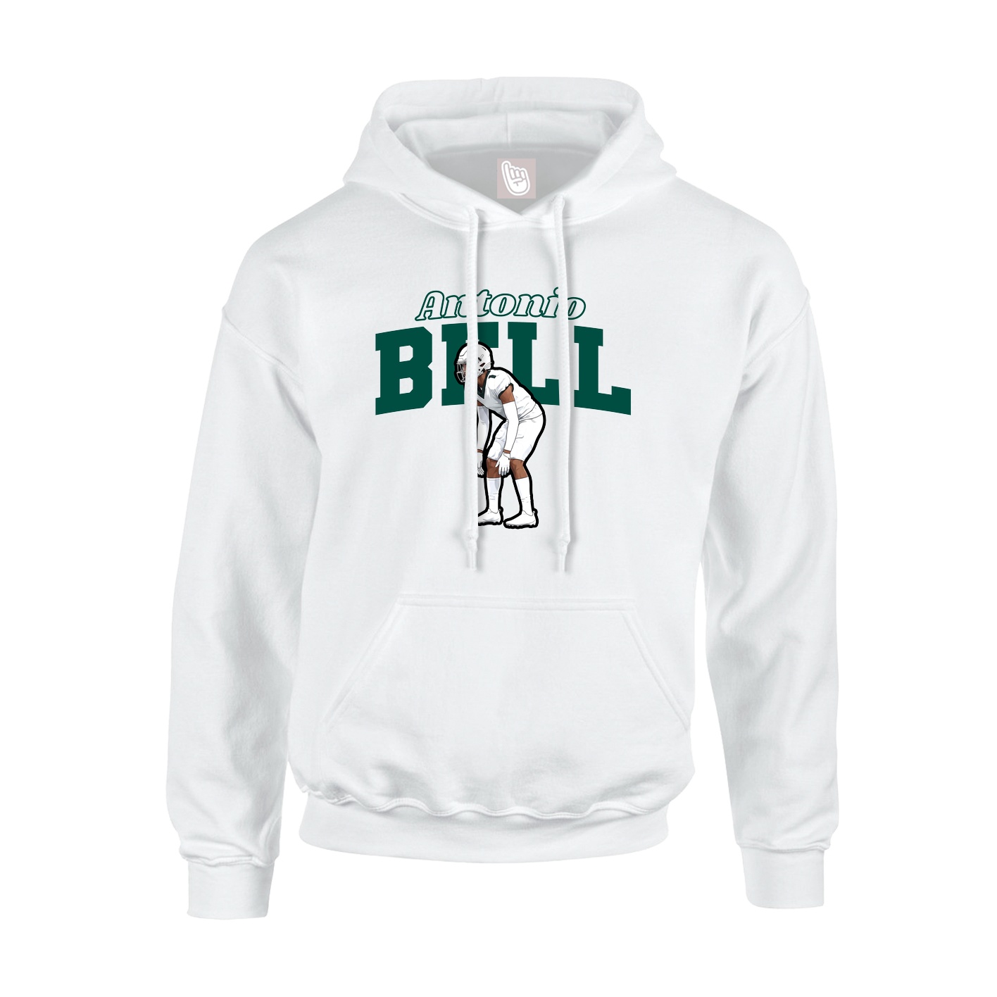 Youth Hoodie — Name Arch in White
