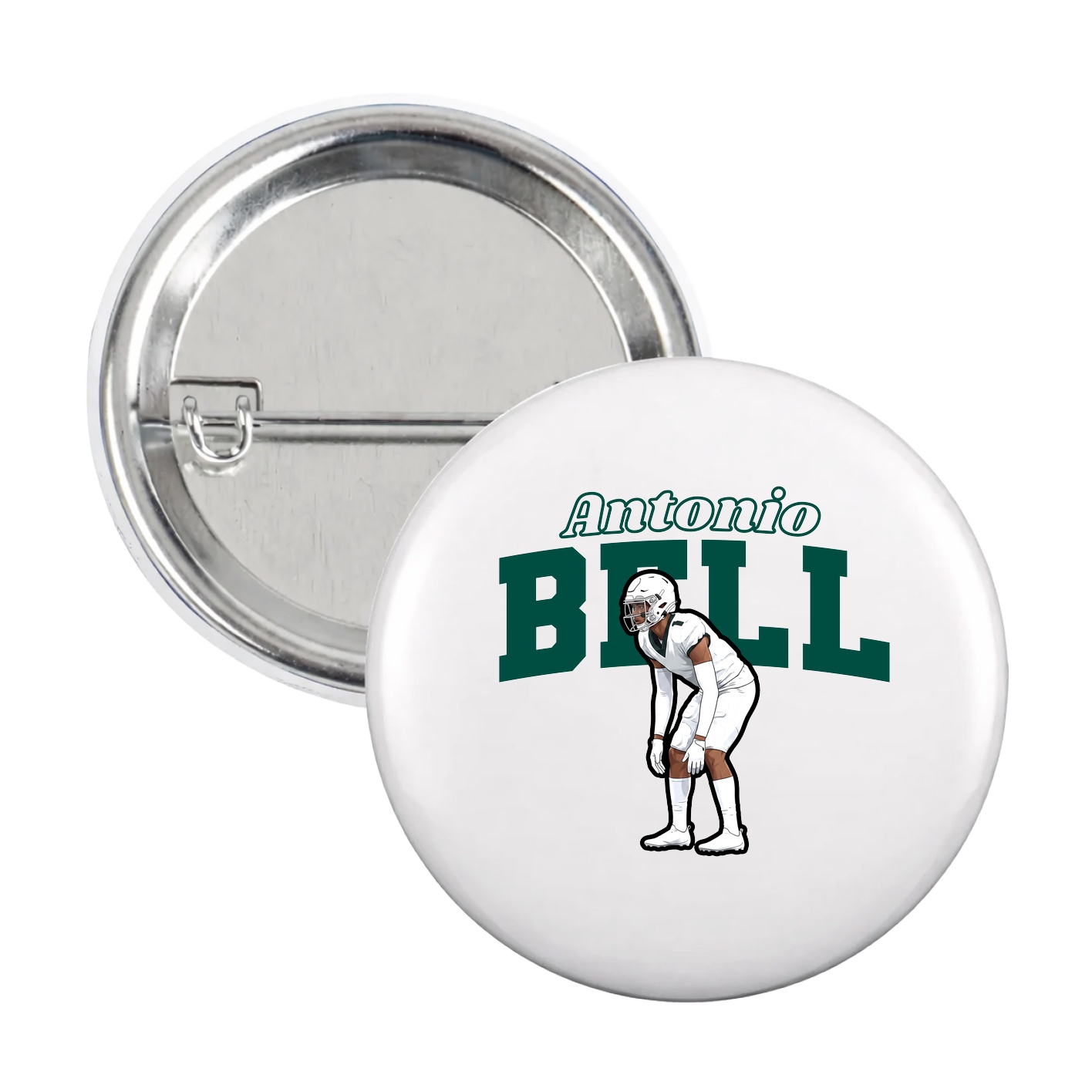Game Day Button — Name Arch in White