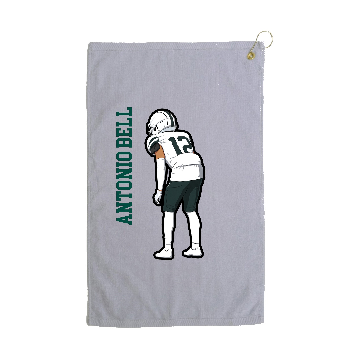 Golf Towel — Name Vertical in Grey