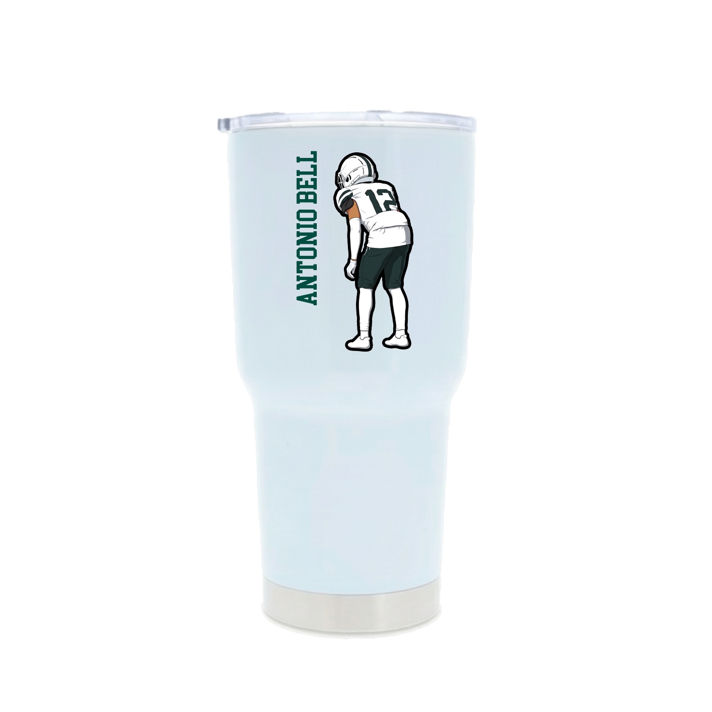 30oz Stainless Steel Tumbler — Name Vertical in White