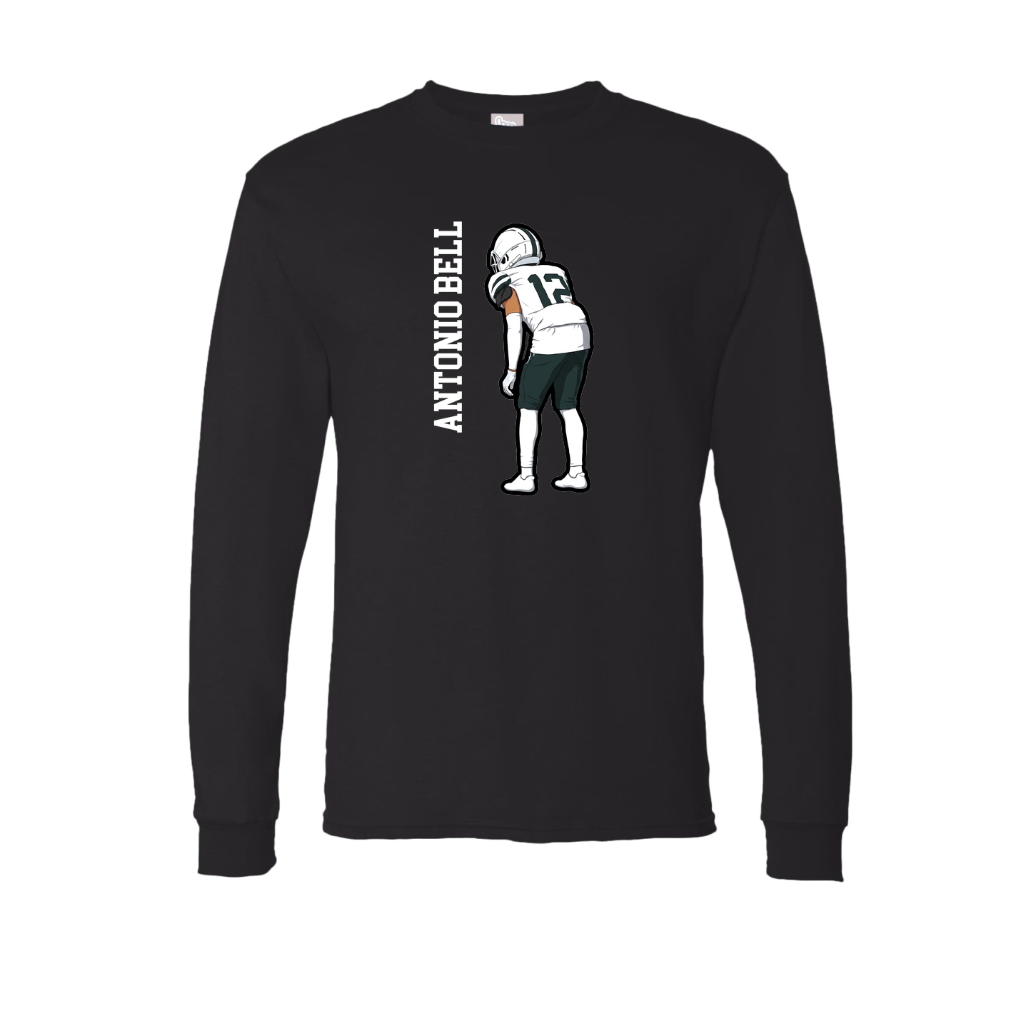 Long Sleeve Tee — Name Vertical in Black