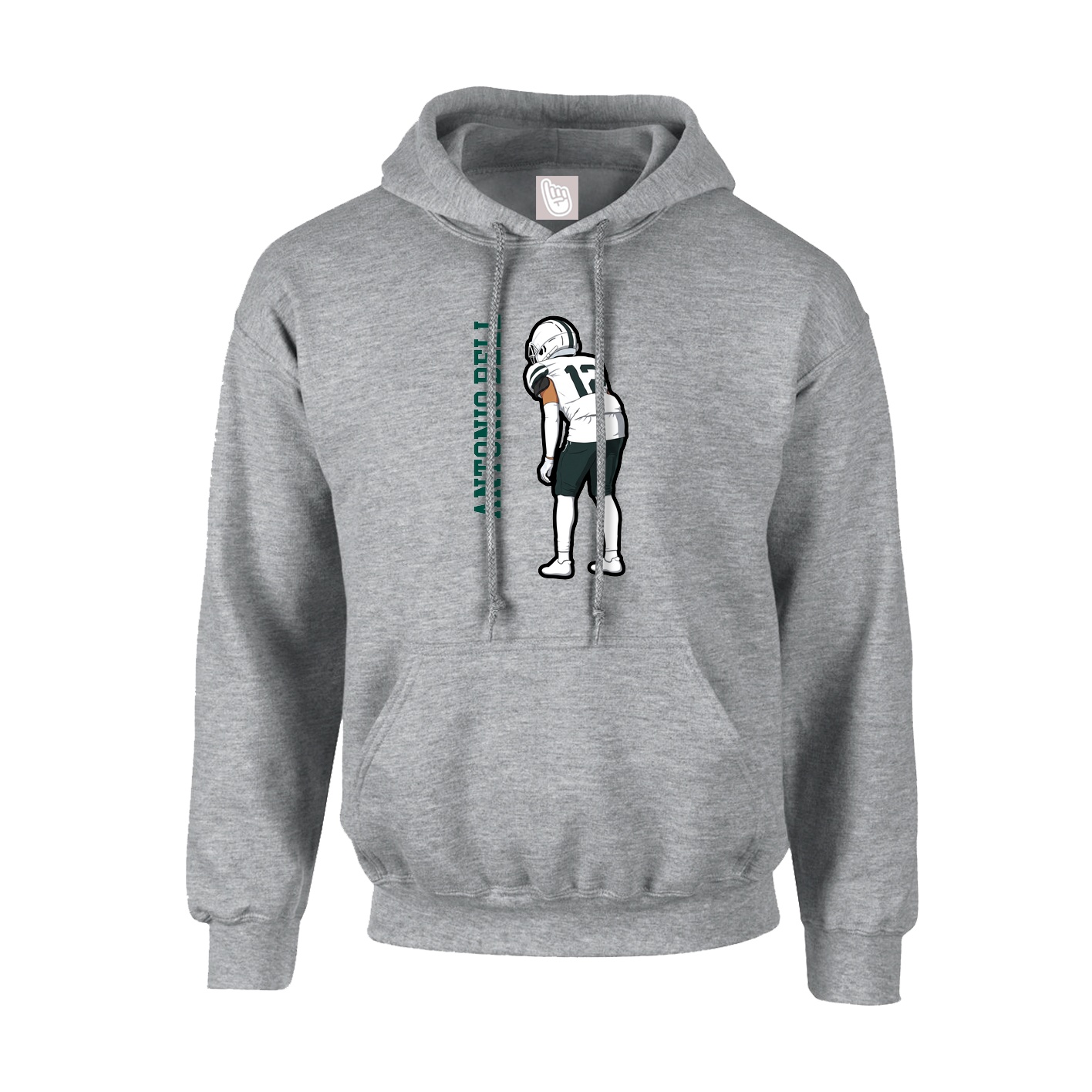 Youth Hoodie — Name Vertical in Grey