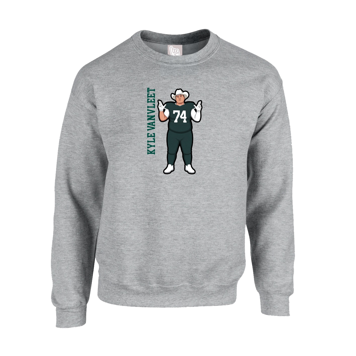 Fleece Crew — Name Vertical in Grey
