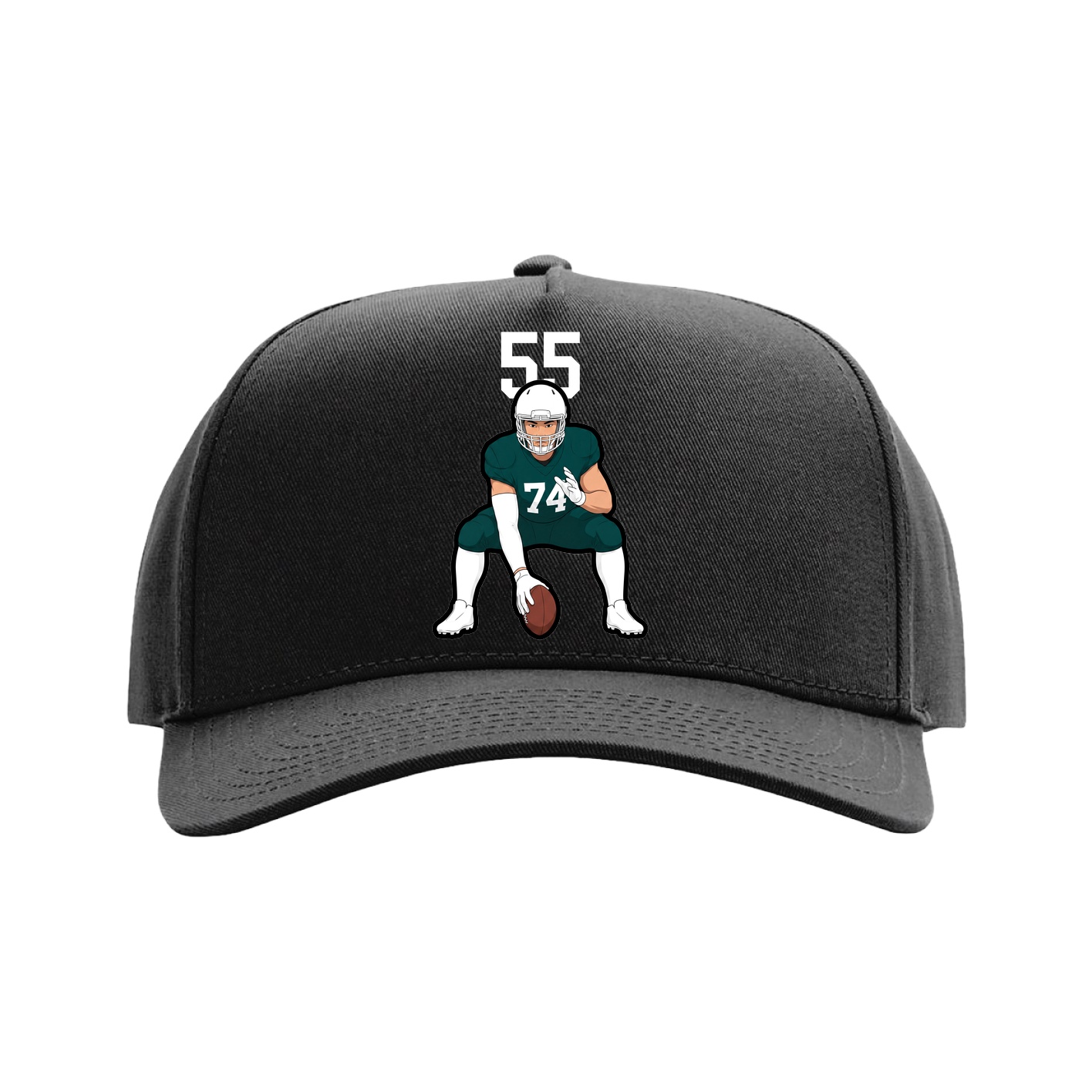 Full Fabric Five-Panel Champ Cap — Number Top in Black