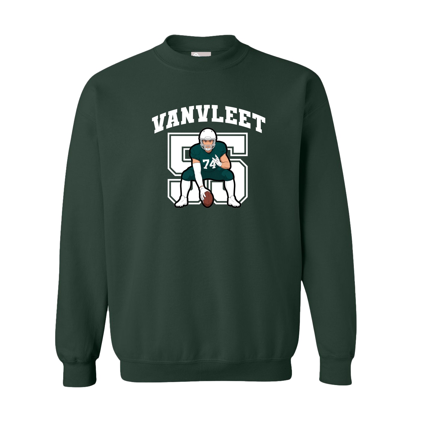 Fleece Crew — Number in Green