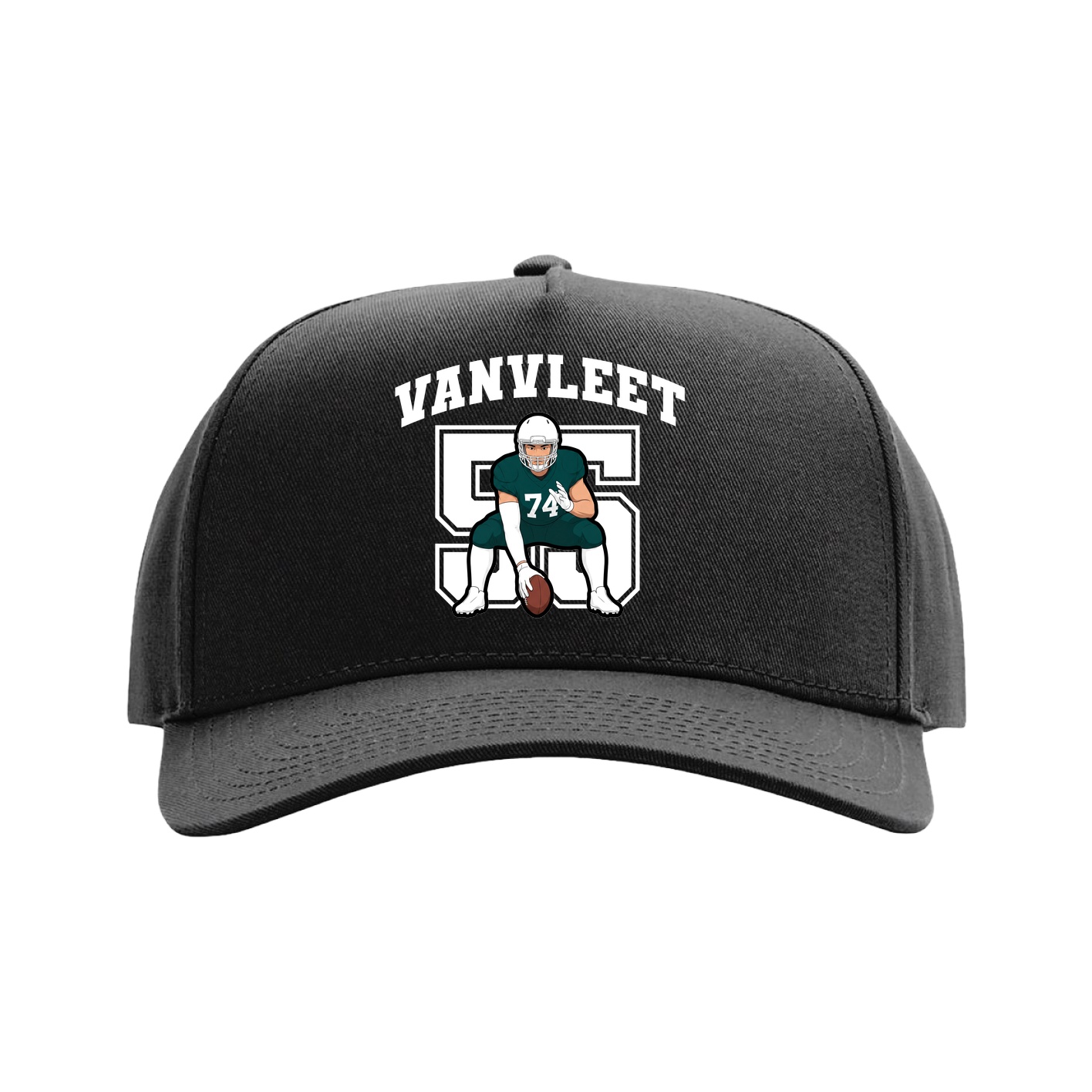 Full Fabric Five-Panel Champ Cap — Number in Black