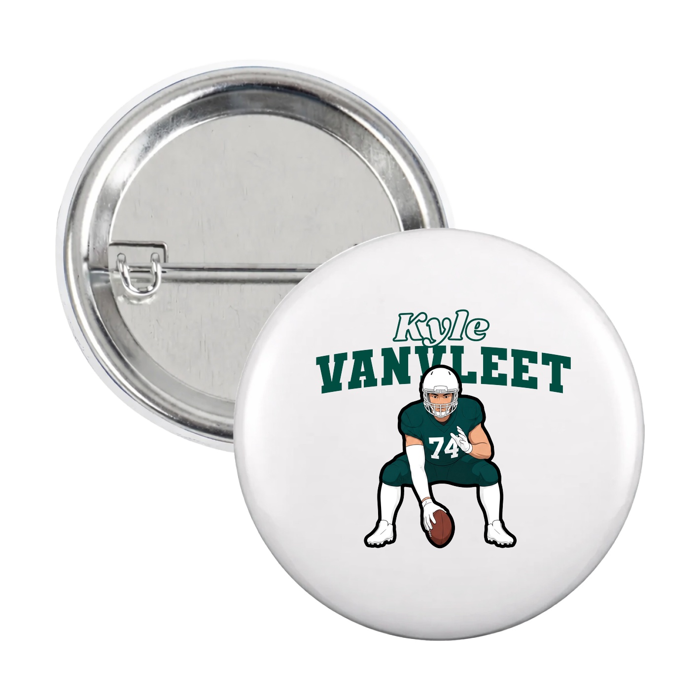 Game Day Button — Name Arch in White