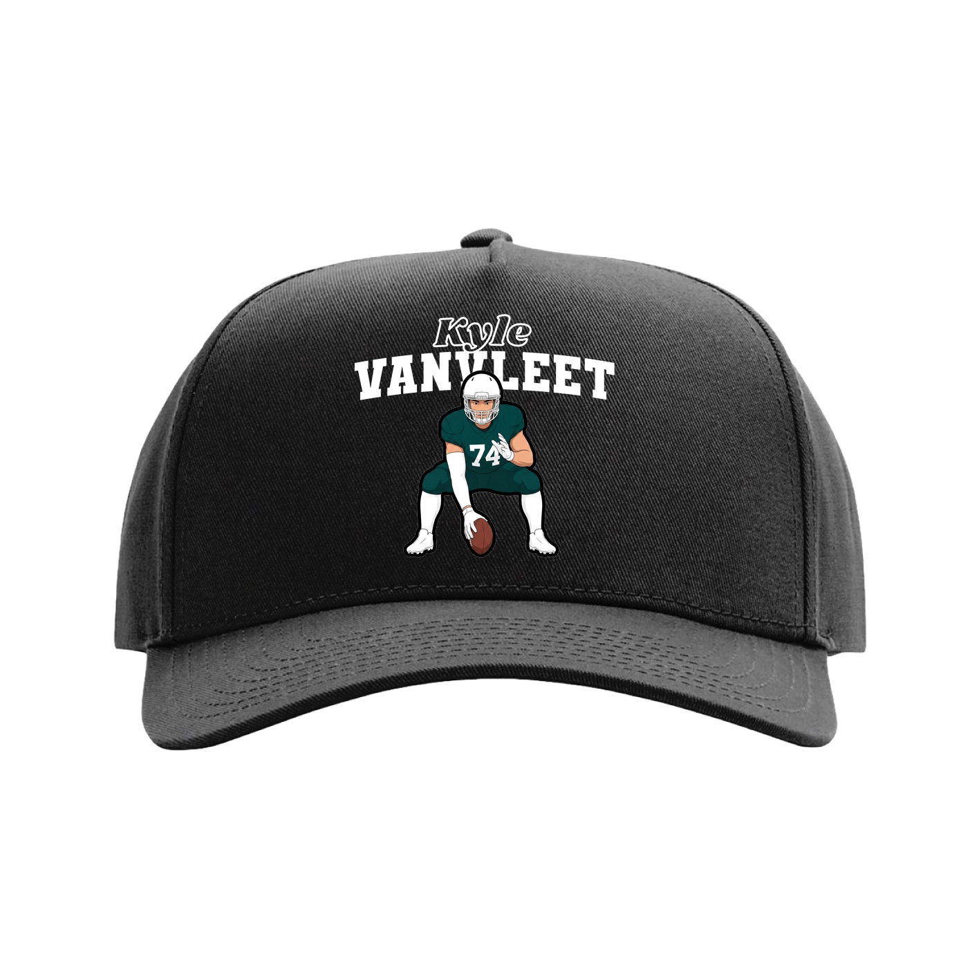 Full Fabric Five-Panel Champ Cap — Name Arch in Black