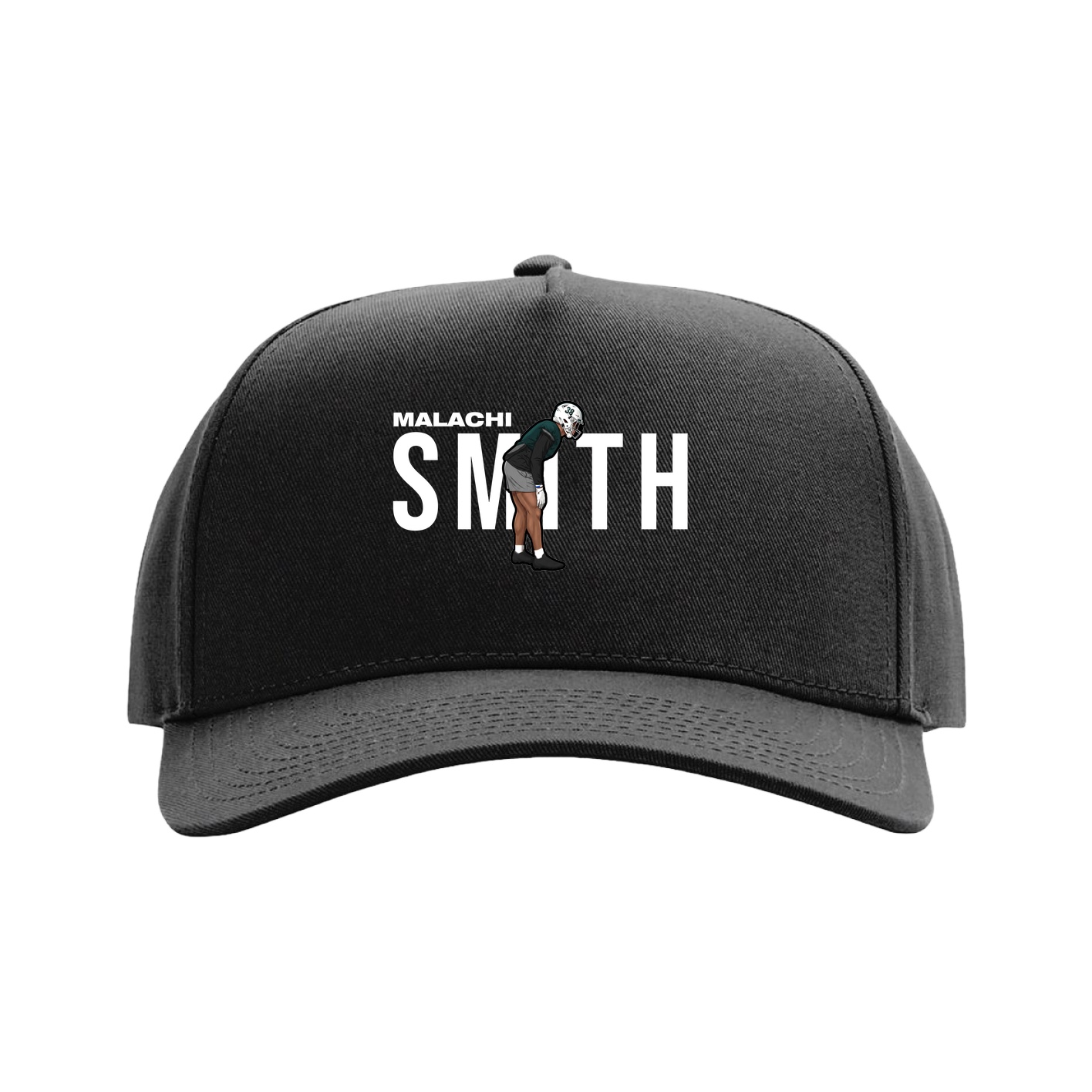 Full Fabric Five-Panel Champ Cap — Player Name in Black