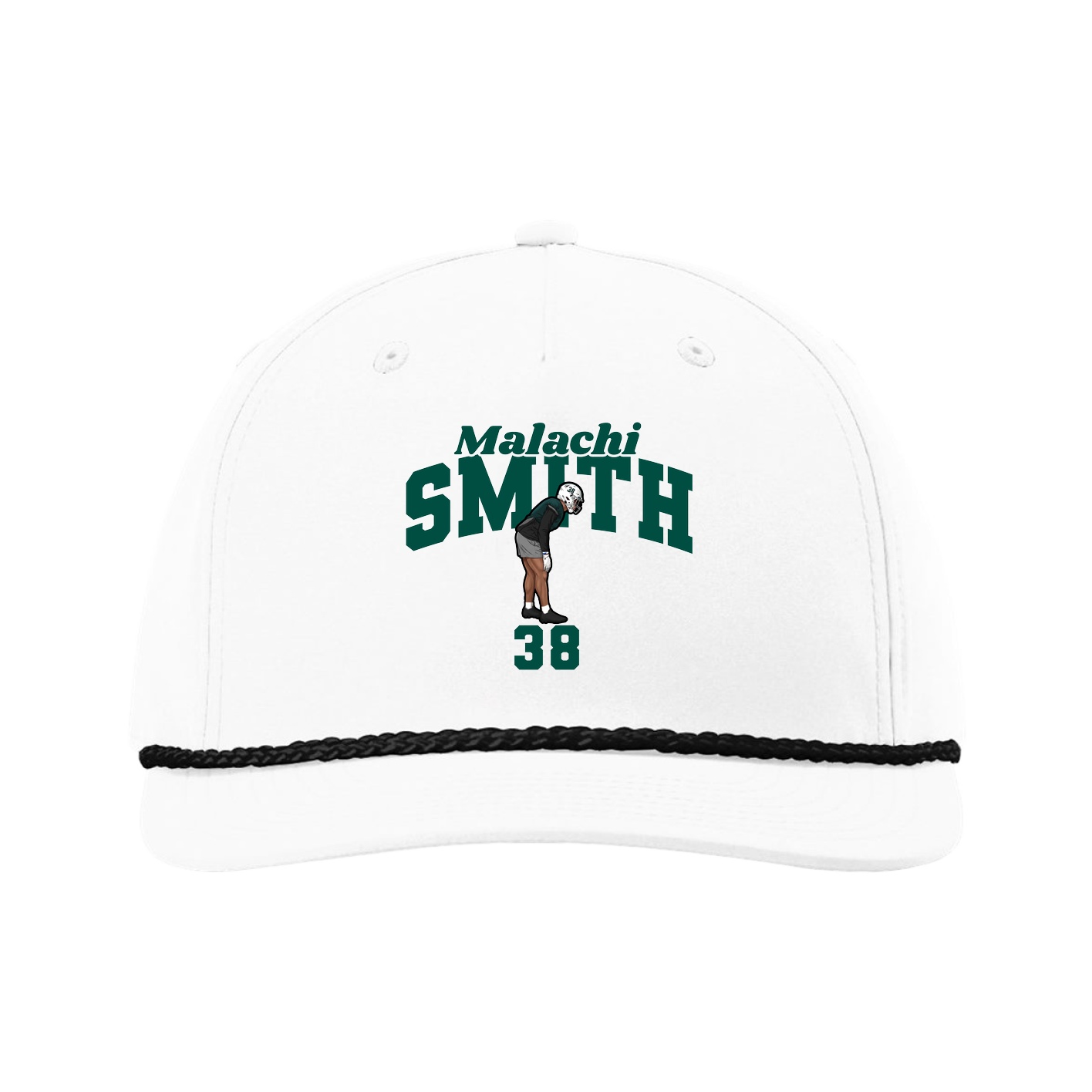 Five-Panel Classic Rope Cap — Signature Arch in White