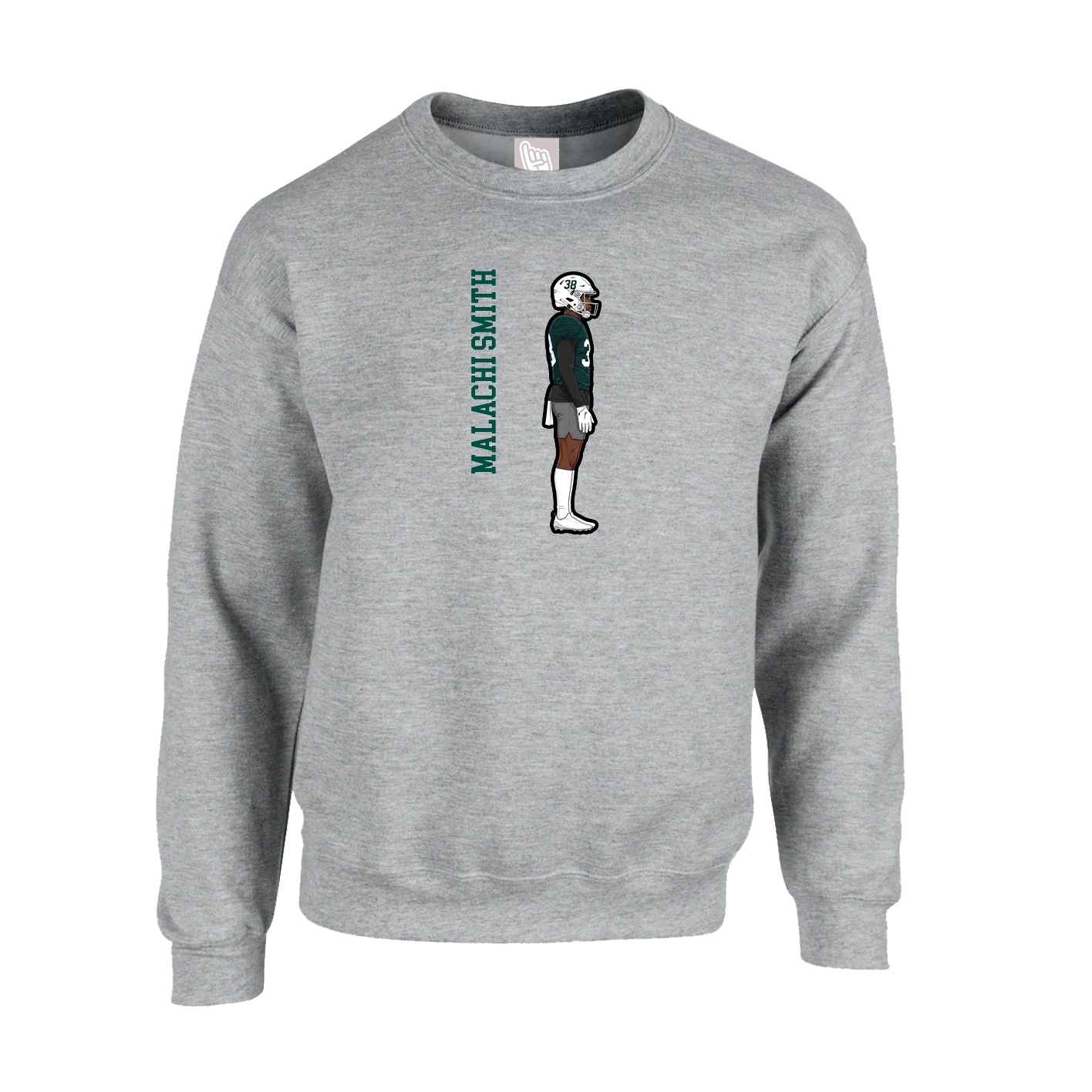 Fleece Crew — Name Vertical in Grey