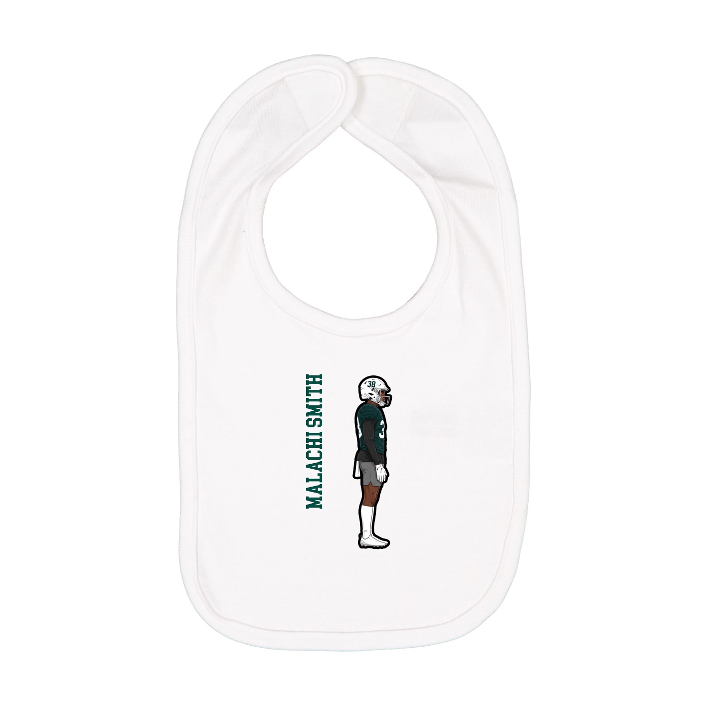 Infant Bib — Name Vertical in White