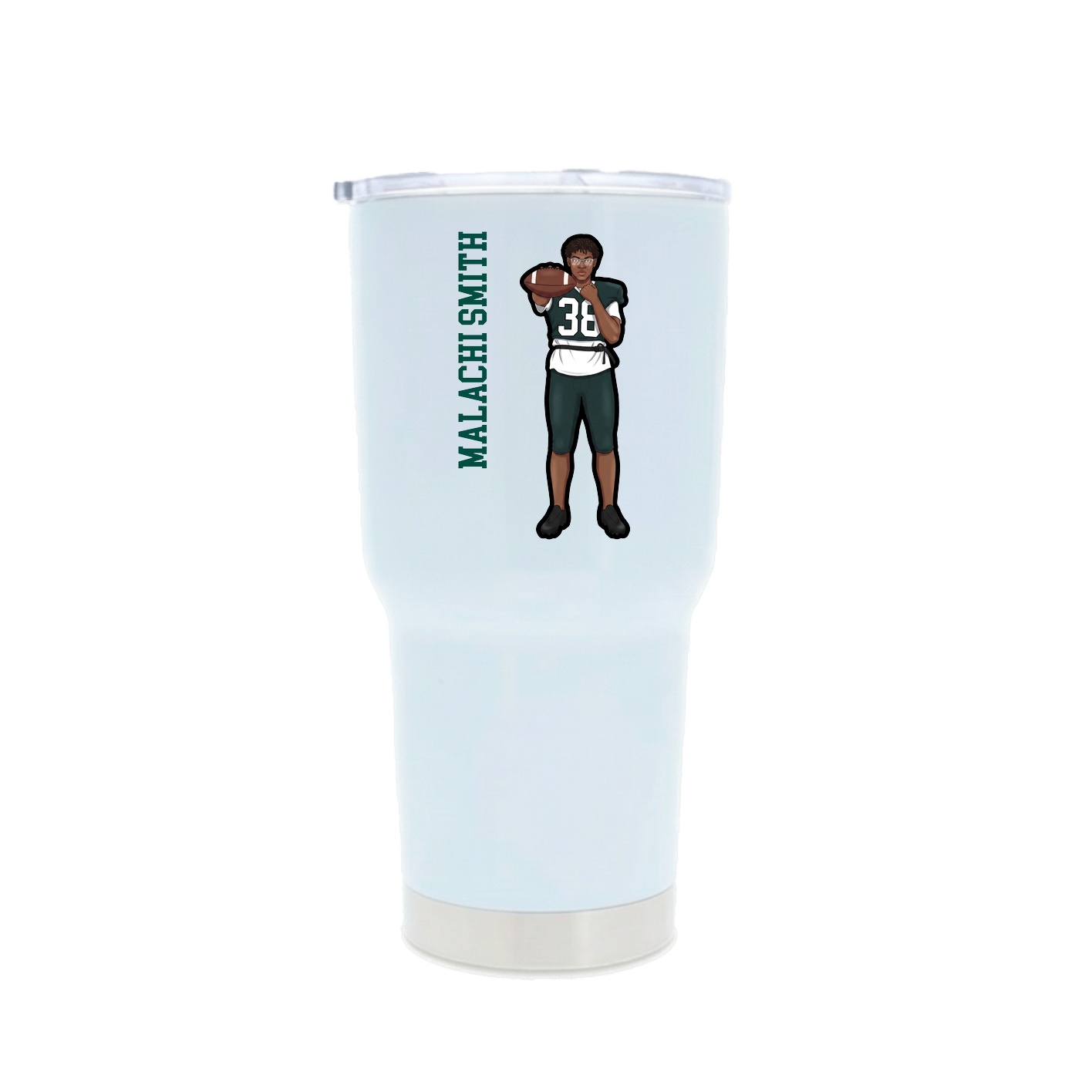 30oz Stainless Steel Tumbler — Name Vertical in White