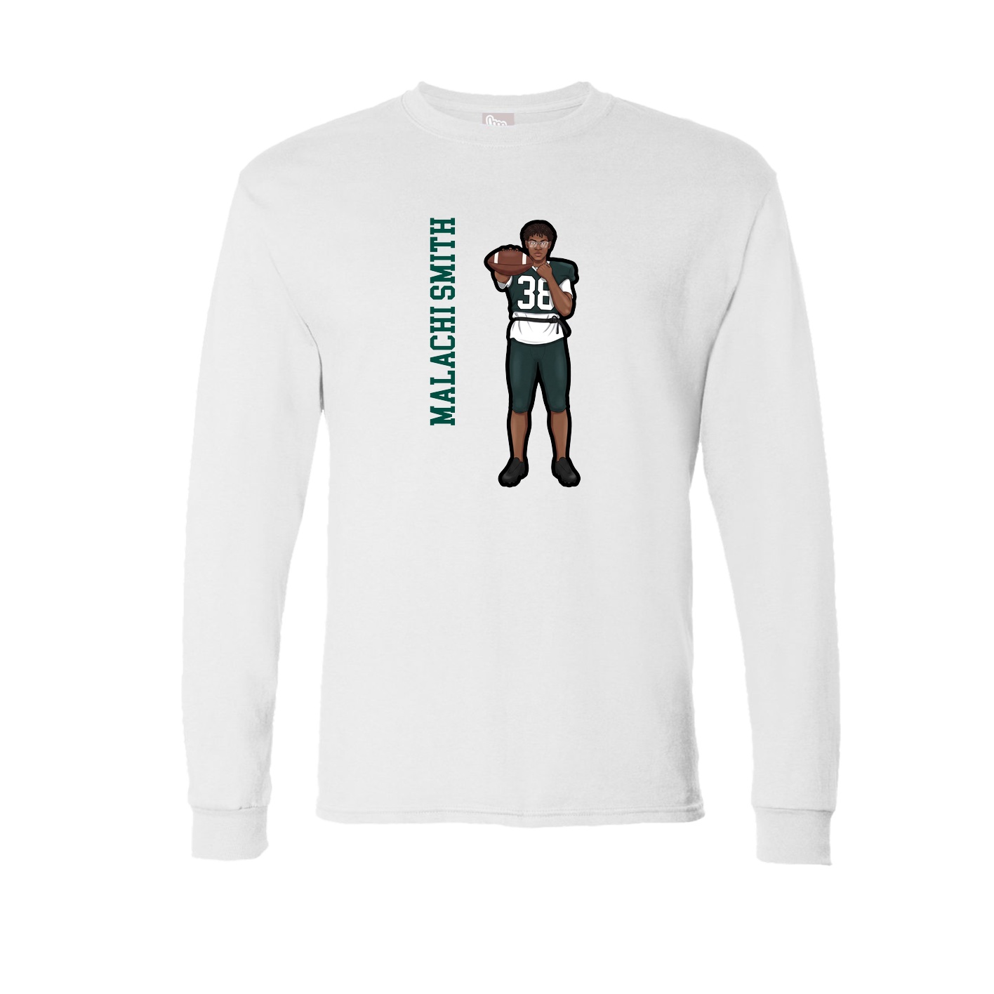 Long Sleeve Tee — Name Vertical in White