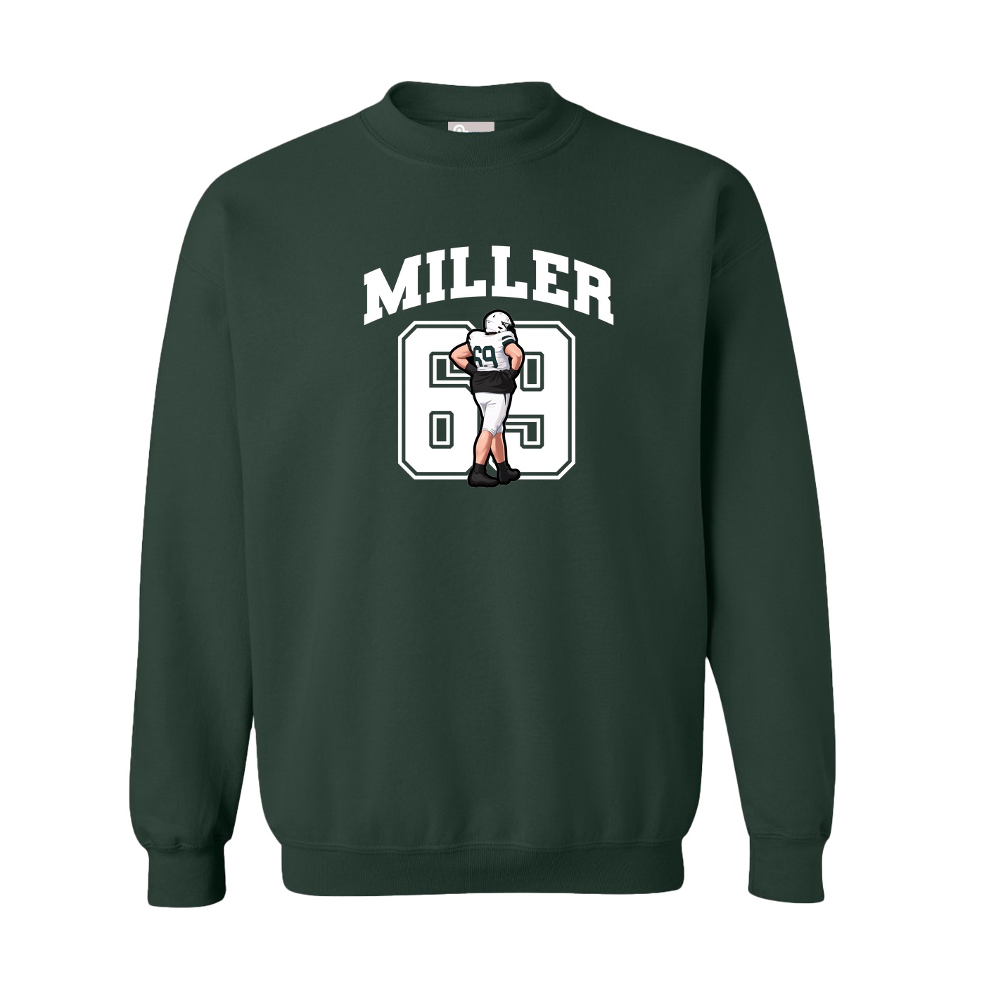 Fleece Crew — Number in Green