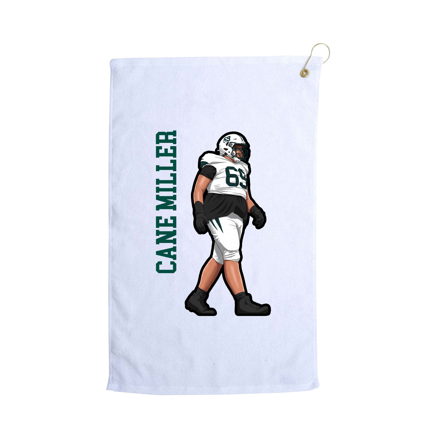 Golf Towel — Name Vertical in White