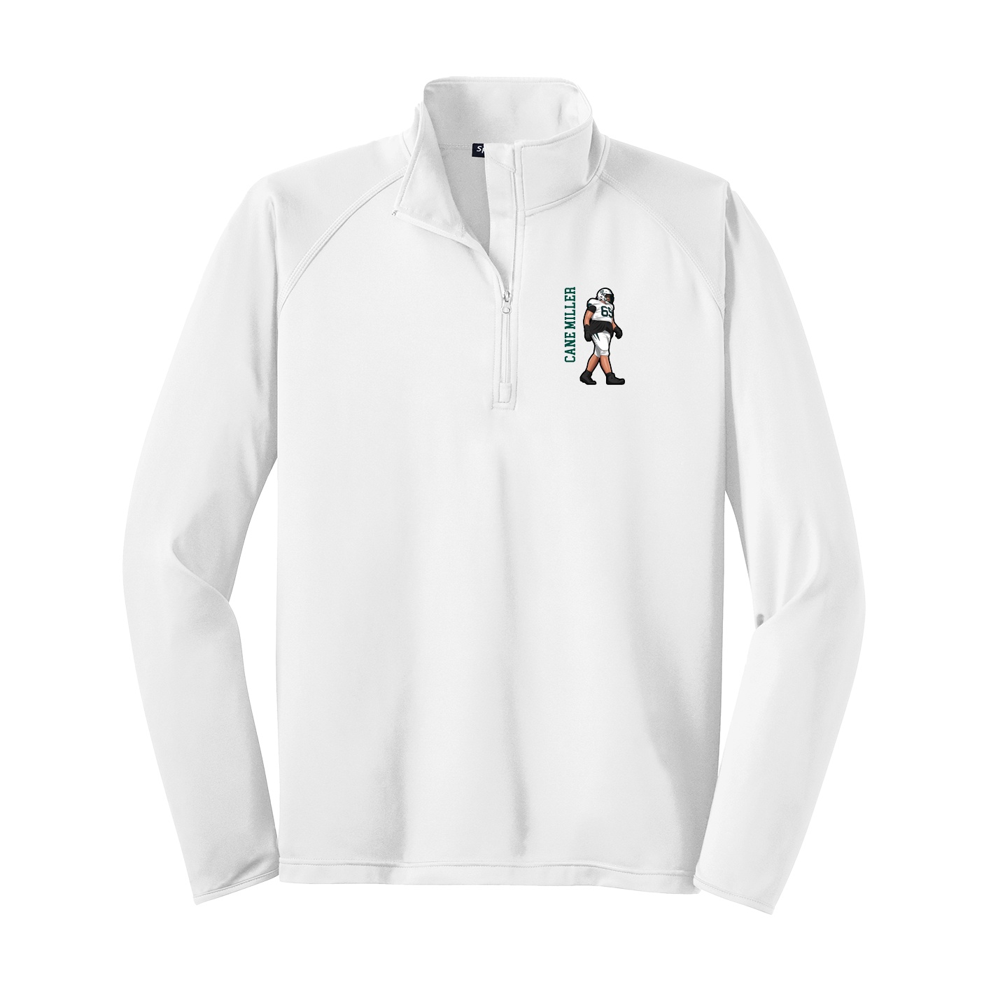 Q-Zip Pullover — Name Vertical in White