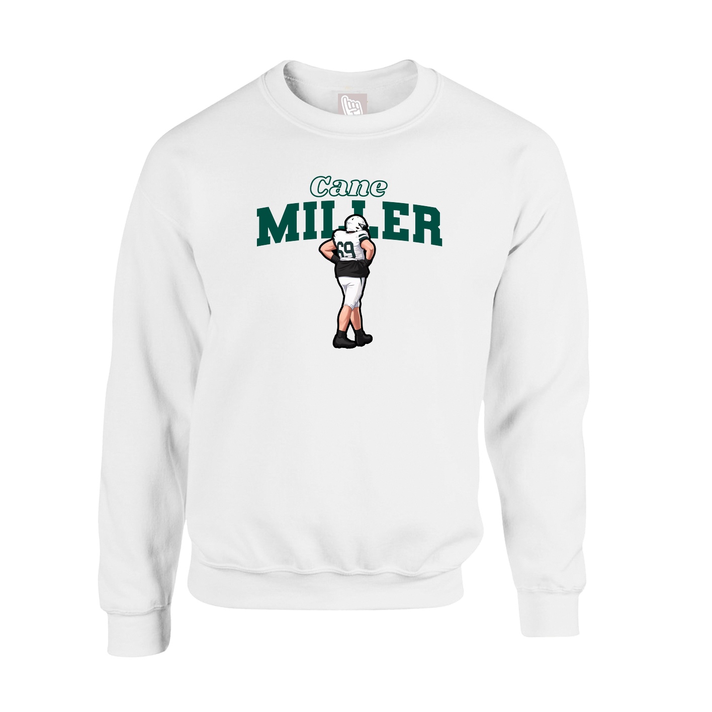 Fleece Crew — Name Arch in White