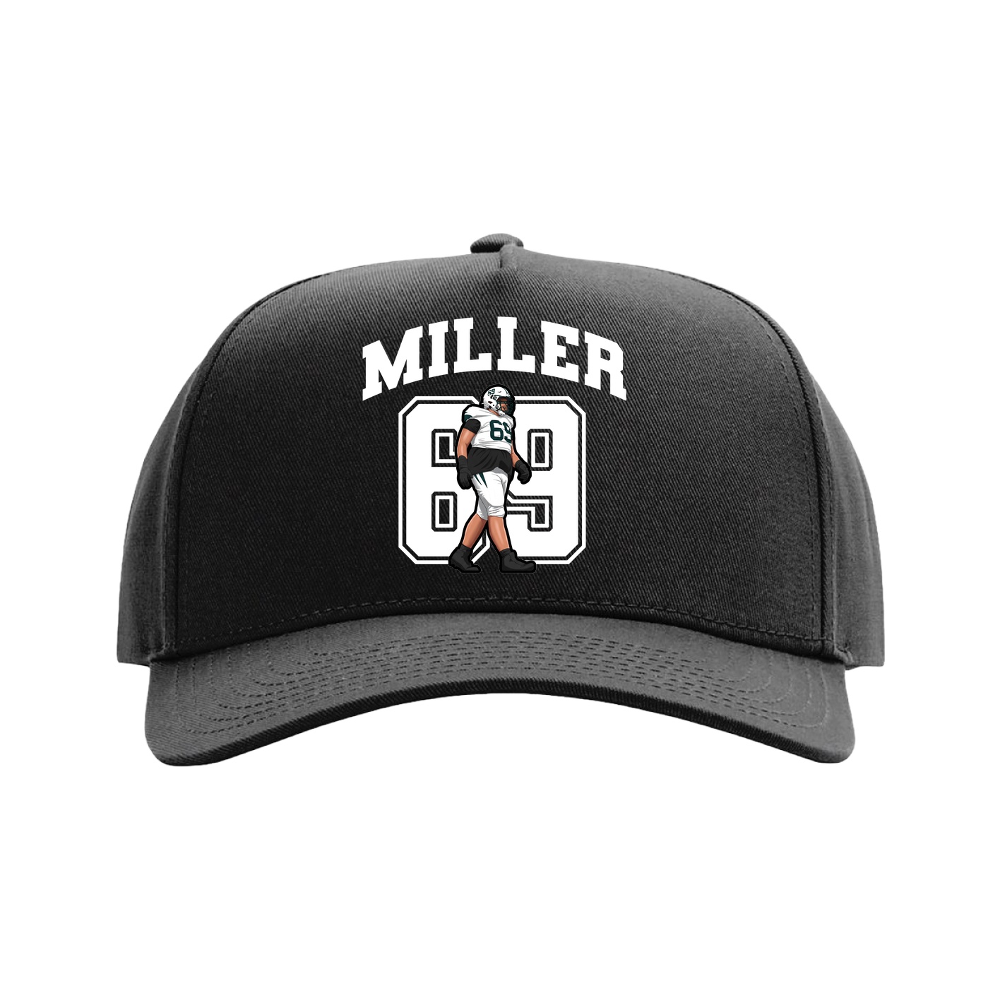 Full Fabric Five-Panel Champ Cap — Number in Black