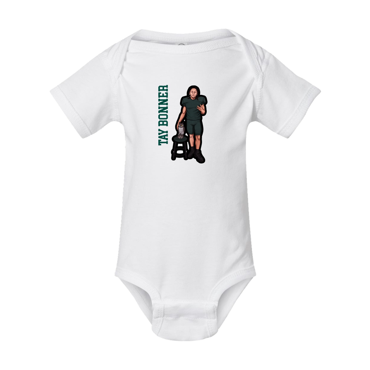 Baby Onesie — Name Vertical in White