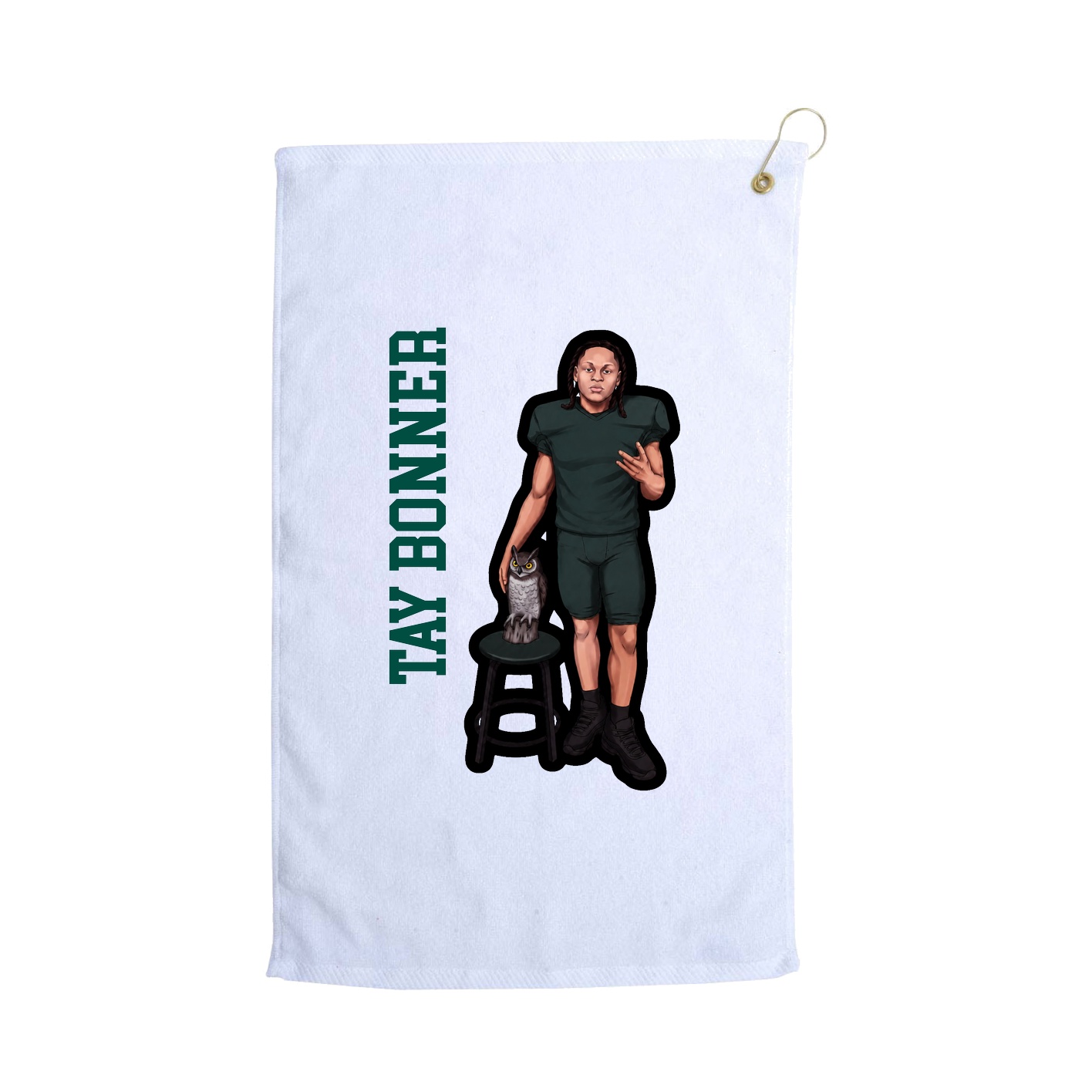 Golf Towel — Name Vertical in White