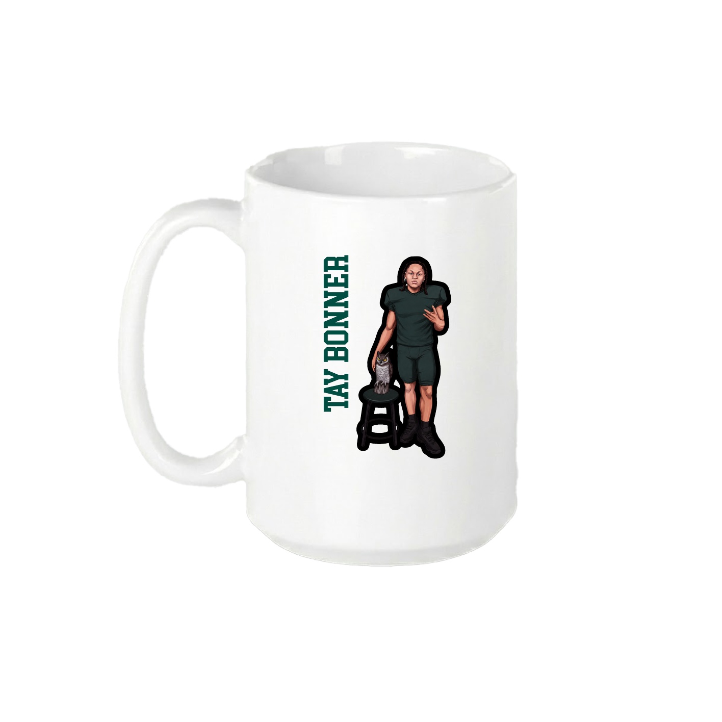 15oz Coffee Mug — Name Vertical in White
