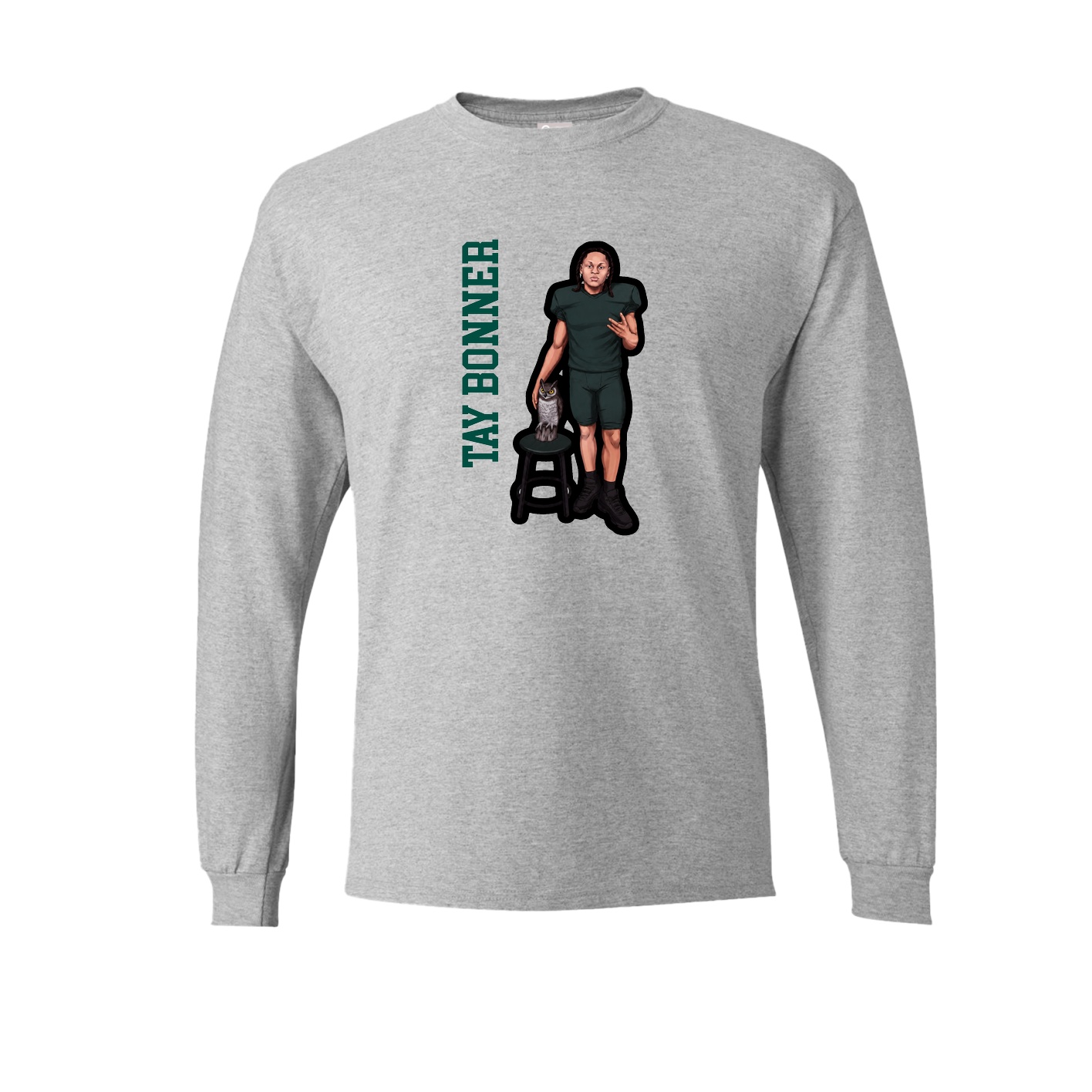 Long Sleeve Tee — Name Vertical in Grey