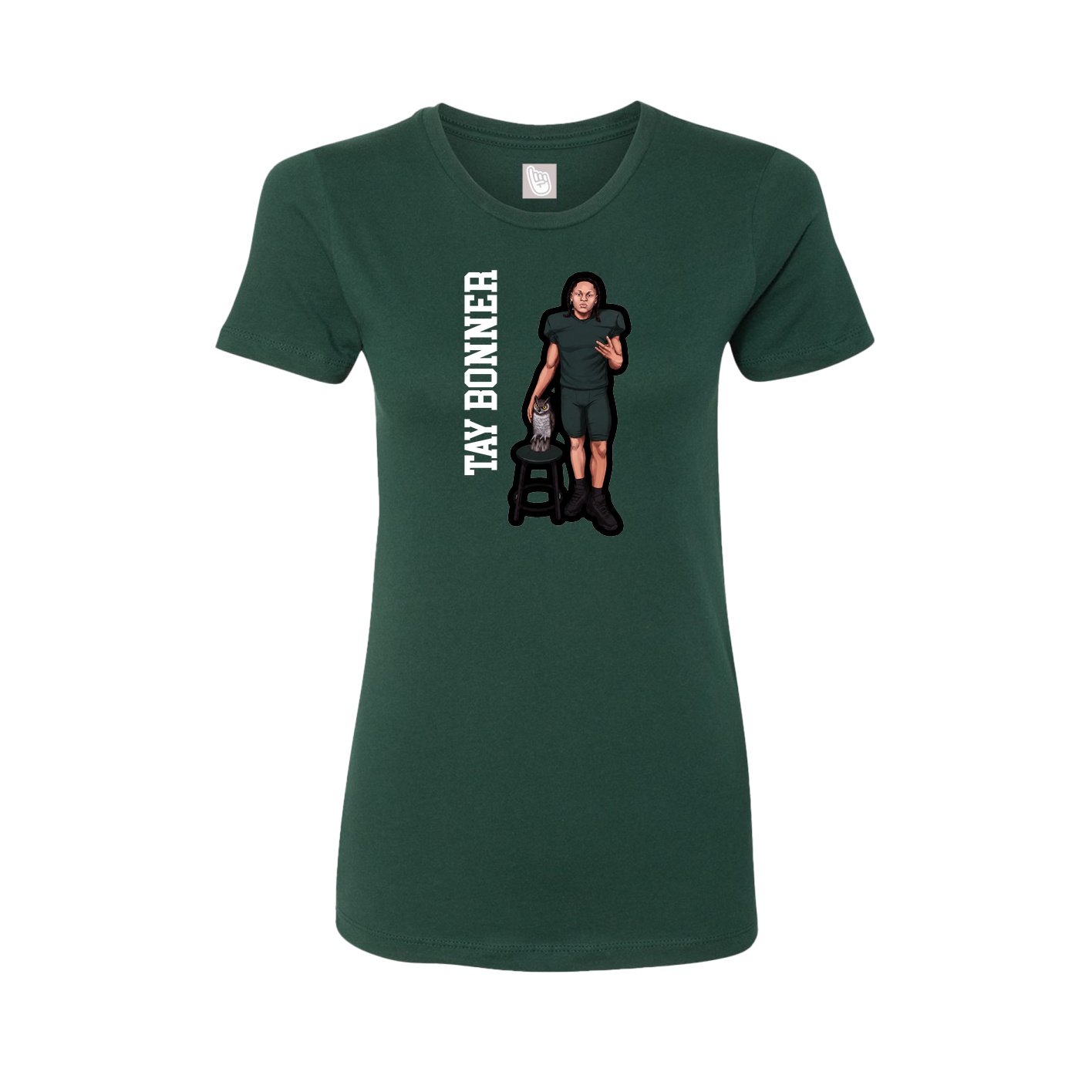 Fitted Women's Tee — Name Vertical in Green