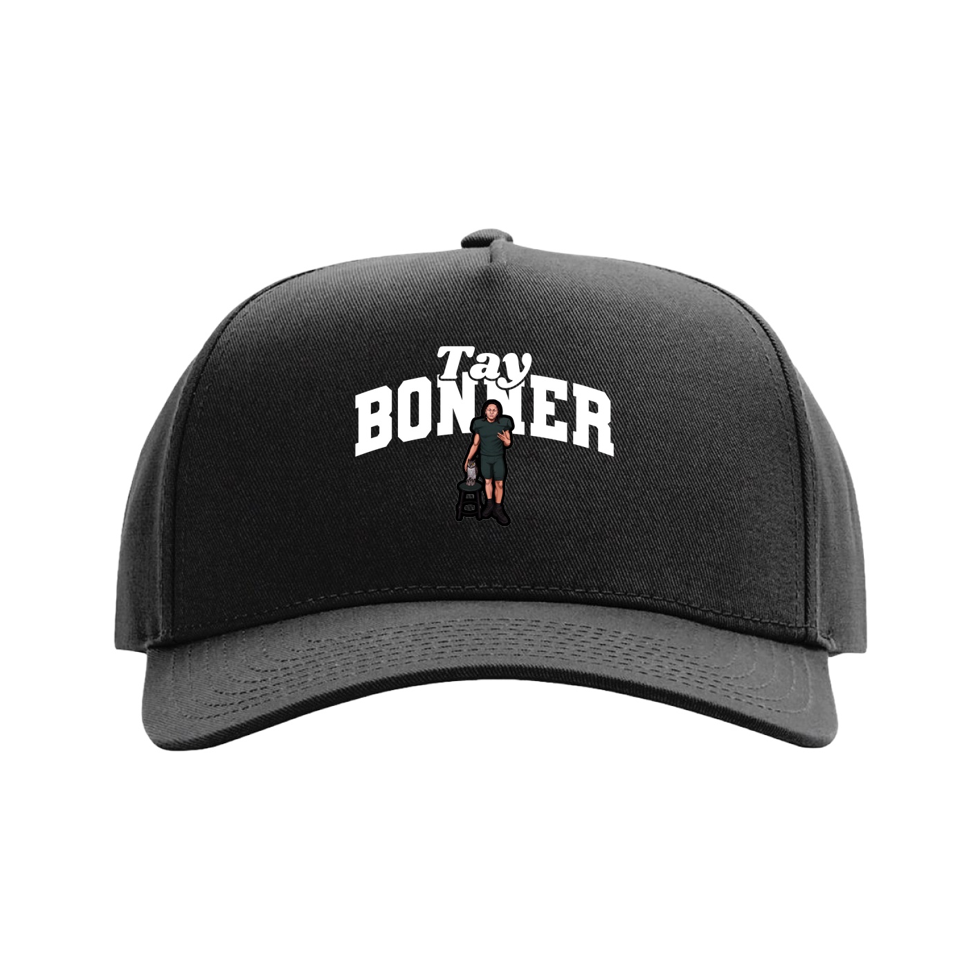 Full Fabric Five-Panel Champ Cap — Signature Arch in Black