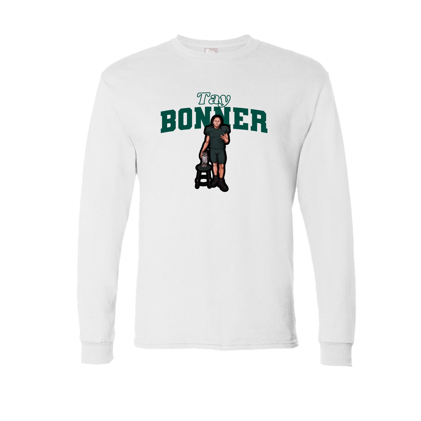Long Sleeve Tee — Name Arch in White