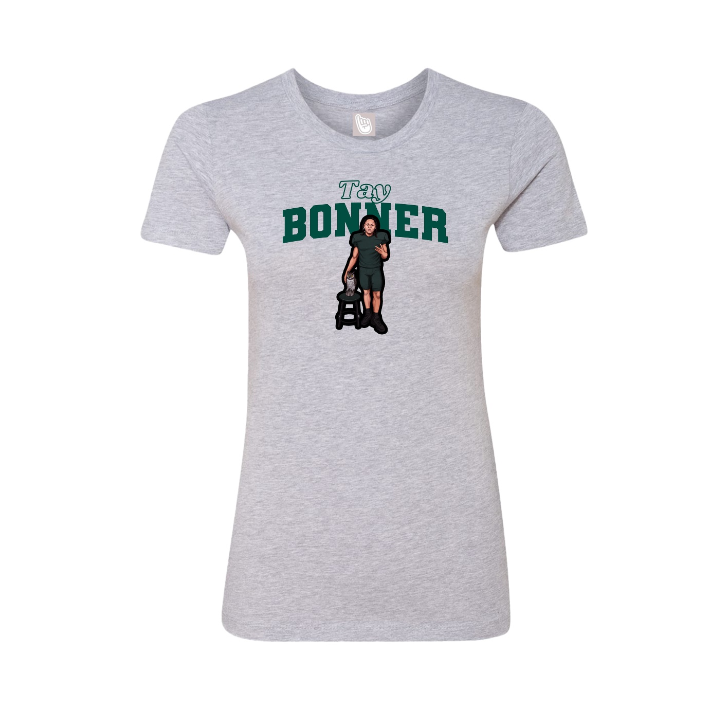 Fitted Women's Tee — Name Arch in Grey