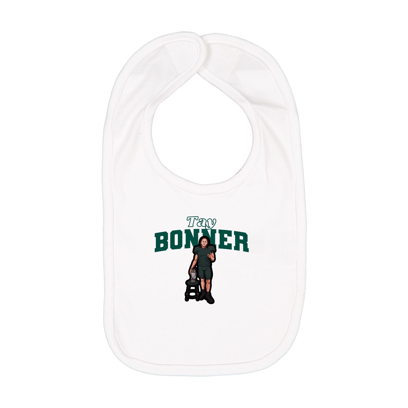 Infant Bib — Name Arch in White