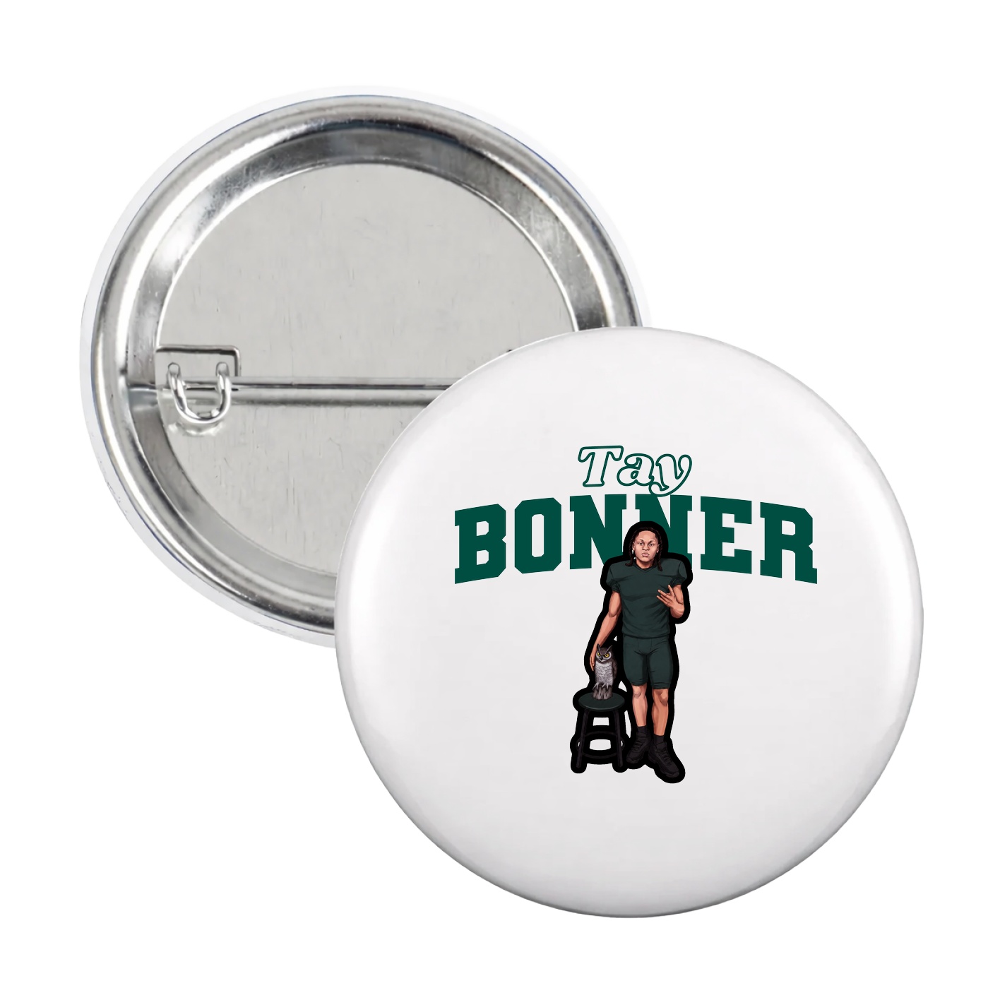 Game Day Button — Name Arch in White