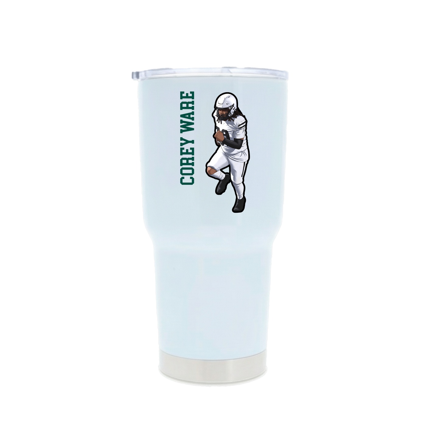30oz Stainless Steel Tumbler — Name Vertical in White